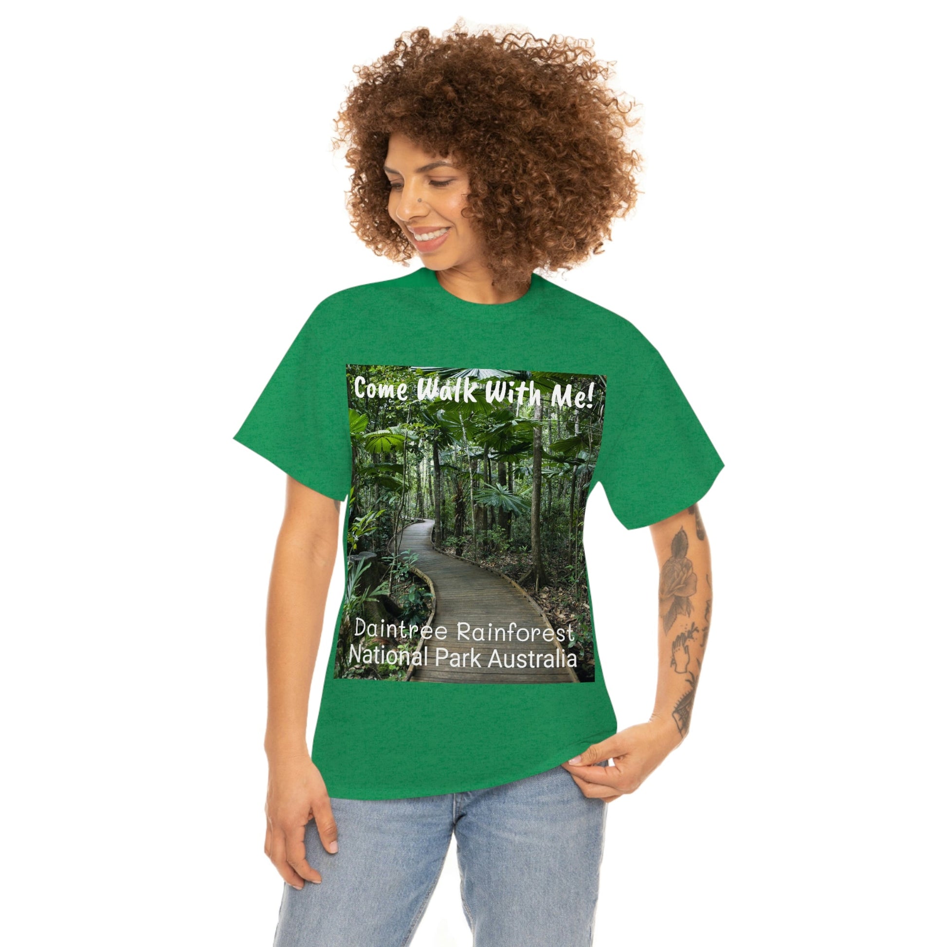 AU-PRINT UNISEX GILDAN 5000 - Heavy Cotton Tee - DAINTREE RAINFOREST National Park - Australia - Printed in AU by The Print Bar - Green Forest Home