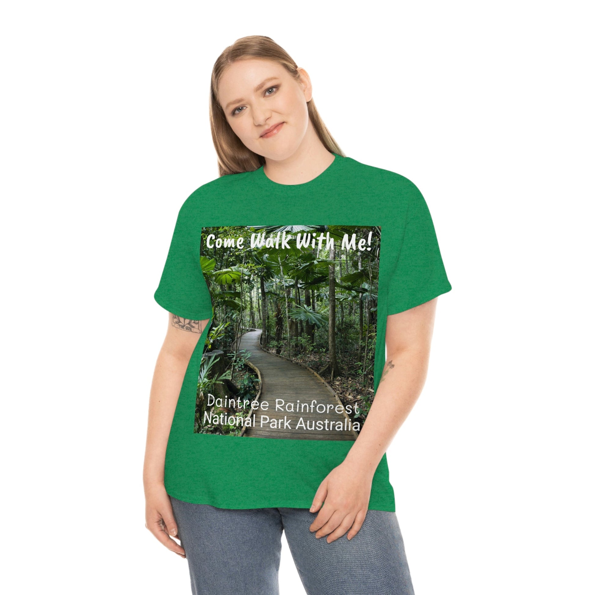 AU-PRINT UNISEX GILDAN 5000 - Heavy Cotton Tee - DAINTREE RAINFOREST National Park - Australia - Printed in AU by The Print Bar - Green Forest Home