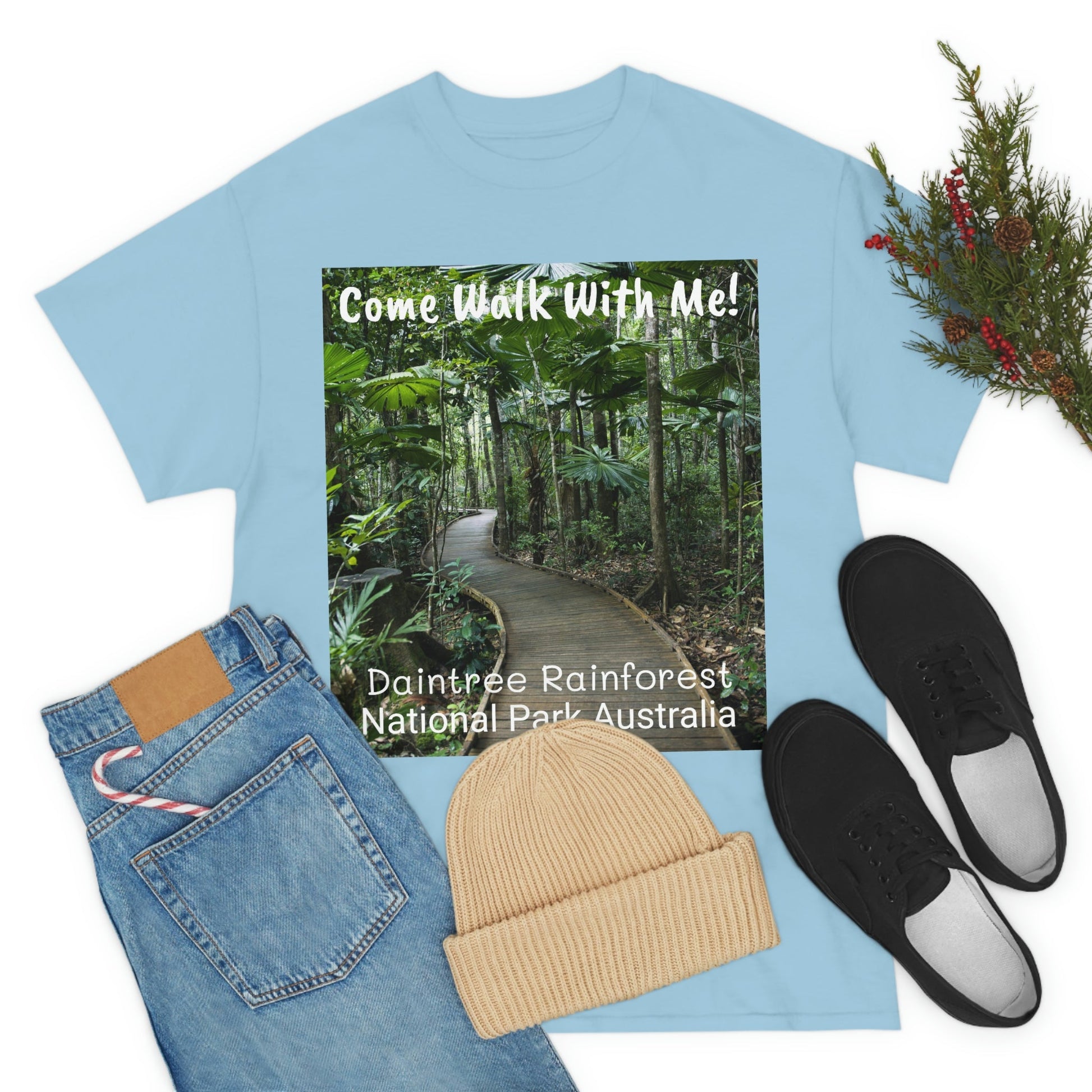 AU-PRINT UNISEX GILDAN 5000 - Heavy Cotton Tee - DAINTREE RAINFOREST National Park - Australia - Printed in AU by The Print Bar - Green Forest Home