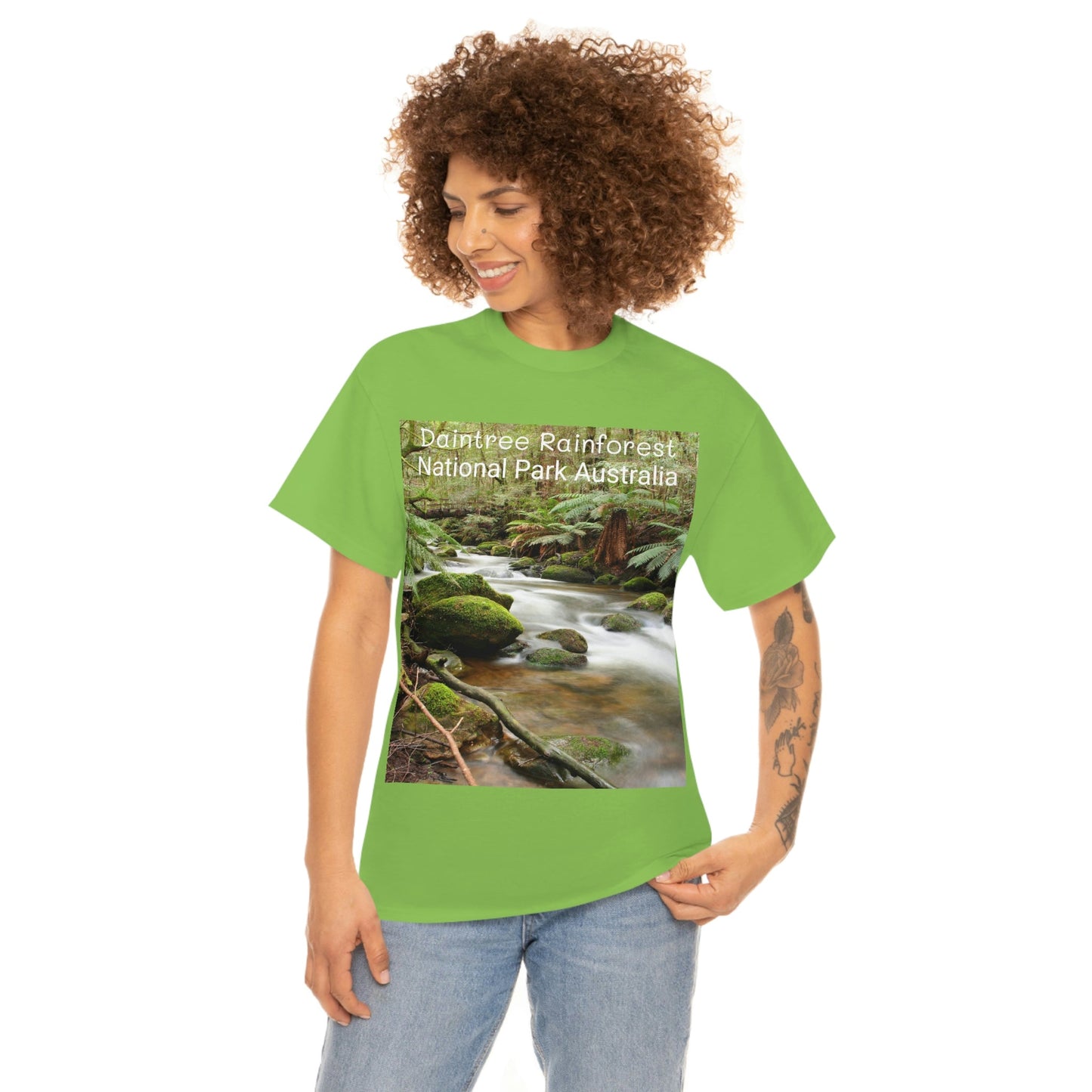 AU-PRINT UNISEX GILDAN 5000 - Heavy Cotton Tee - DAINTREE RAINFOREST National Park - Australia - Printed in AU by The Print Bar - Green Forest Home