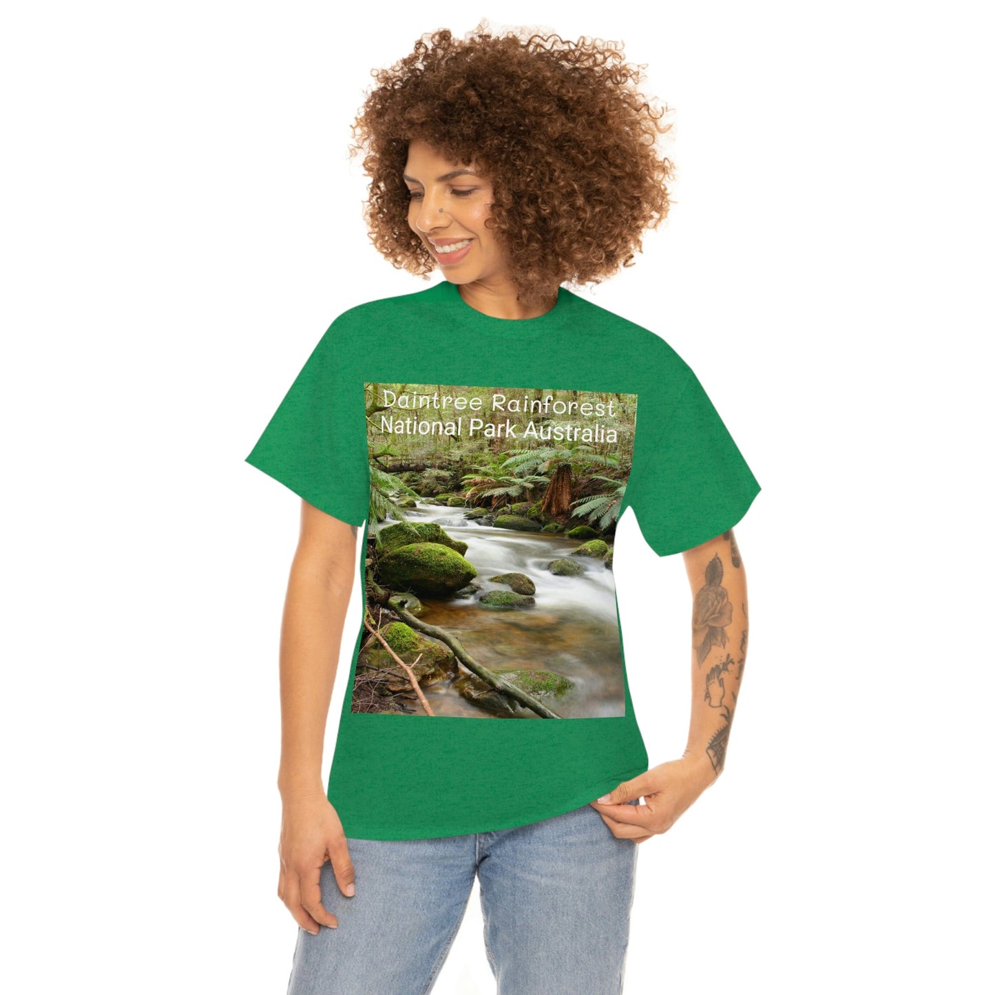 AU-PRINT UNISEX GILDAN 5000 - Heavy Cotton Tee - DAINTREE RAINFOREST National Park - Australia - Printed in AU by The Print Bar - Green Forest Home