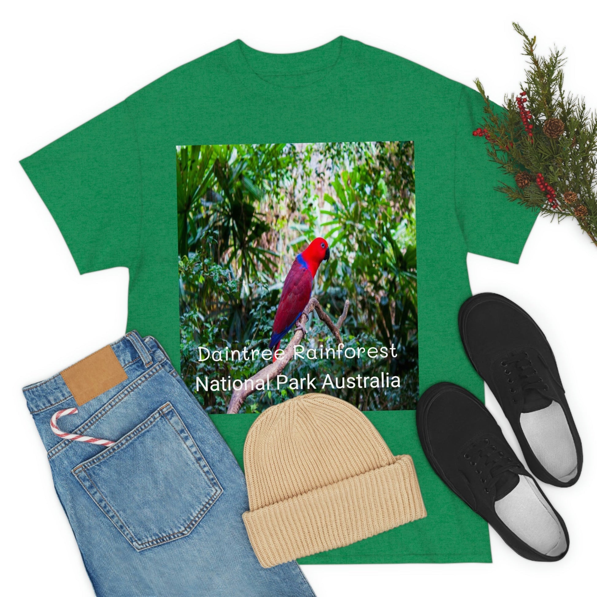 AU-PRINT UNISEX GILDAN 5000 - Heavy Cotton Tee - DAINTREE RAINFOREST National Park - Australia - Printed in AU by The Print Bar - Green Forest Home