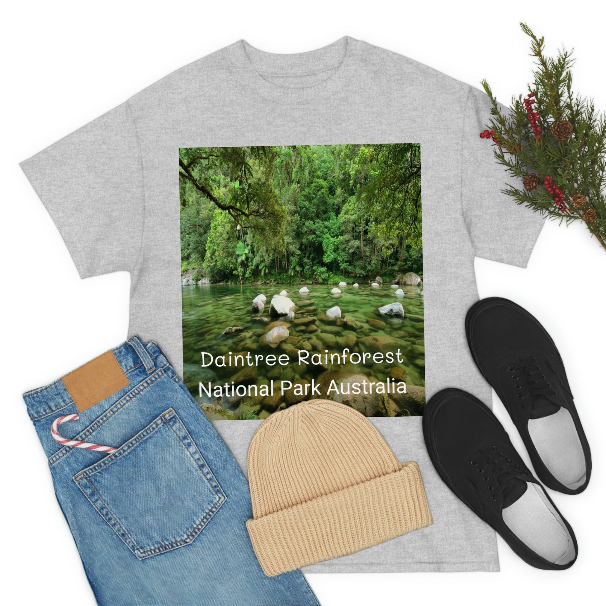 AU-PRINT UNISEX GILDAN 5000 - Heavy Cotton Tee - DAINTREE RAINFOREST National Park - Australia - Printed in AU by The Print Bar - Green Forest Home