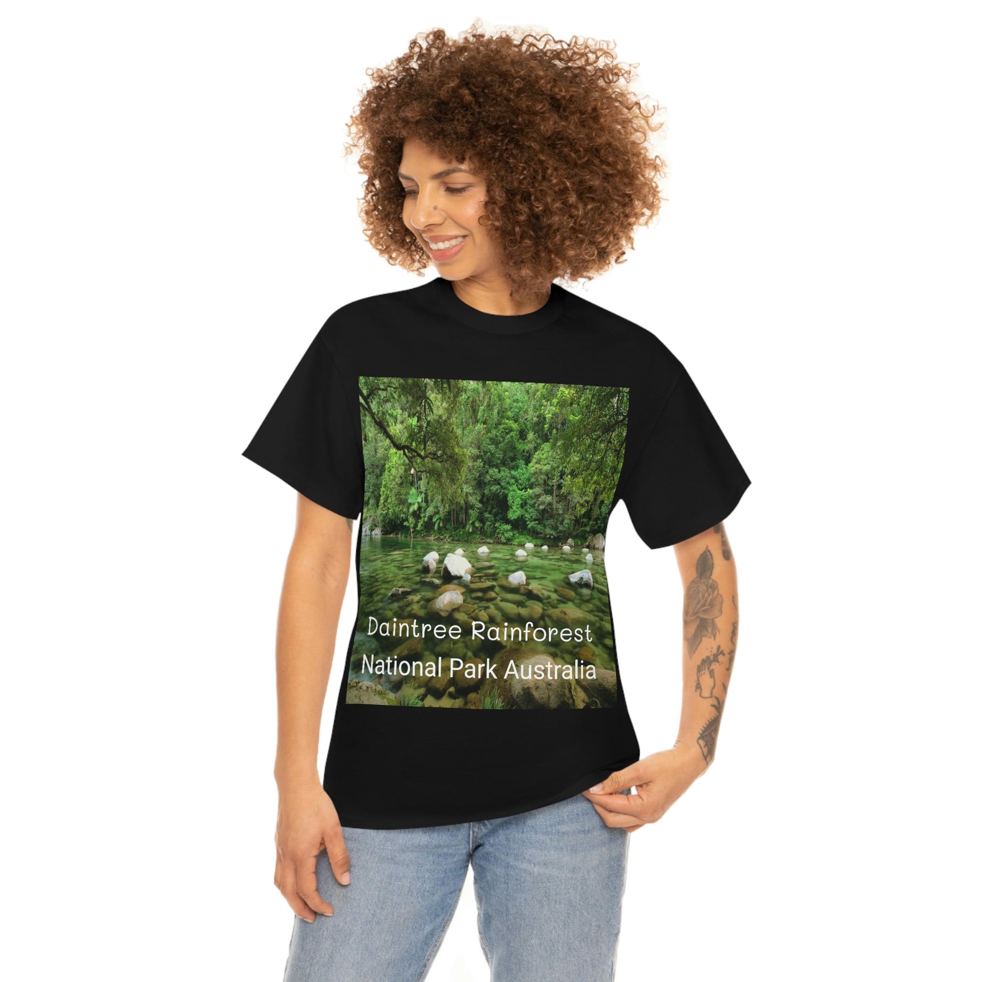 AU-PRINT UNISEX GILDAN 5000 - Heavy Cotton Tee - DAINTREE RAINFOREST National Park - Australia - Printed in AU by The Print Bar - Green Forest Home