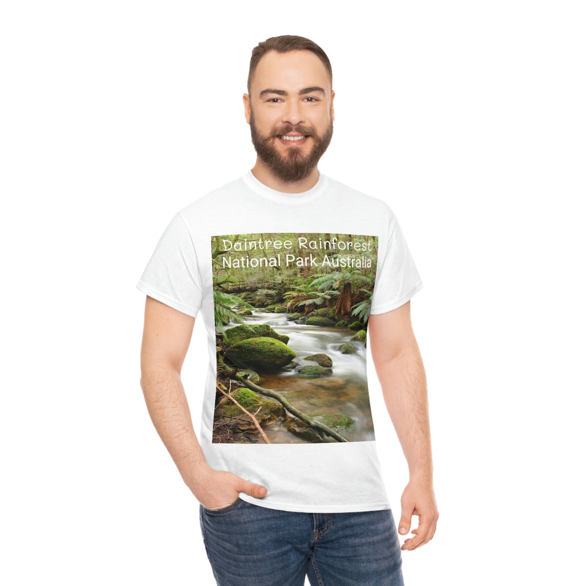 AU-PRINT UNISEX GILDAN 5000 - Heavy Cotton Tee - DAINTREE RAINFOREST National Park - Australia - Printed in AU by The Print Bar - Green Forest Home