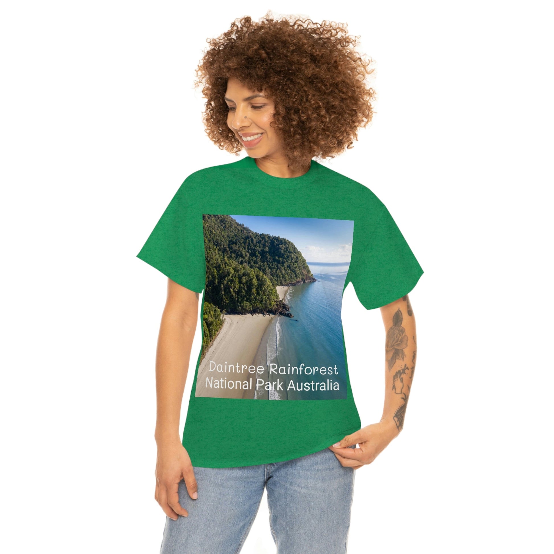 AU-PRINT UNISEX GILDAN 5000 - Heavy Cotton Tee - DAINTREE RAINFOREST National Park - Australia - Printed in AU by The Print Bar - Green Forest Home