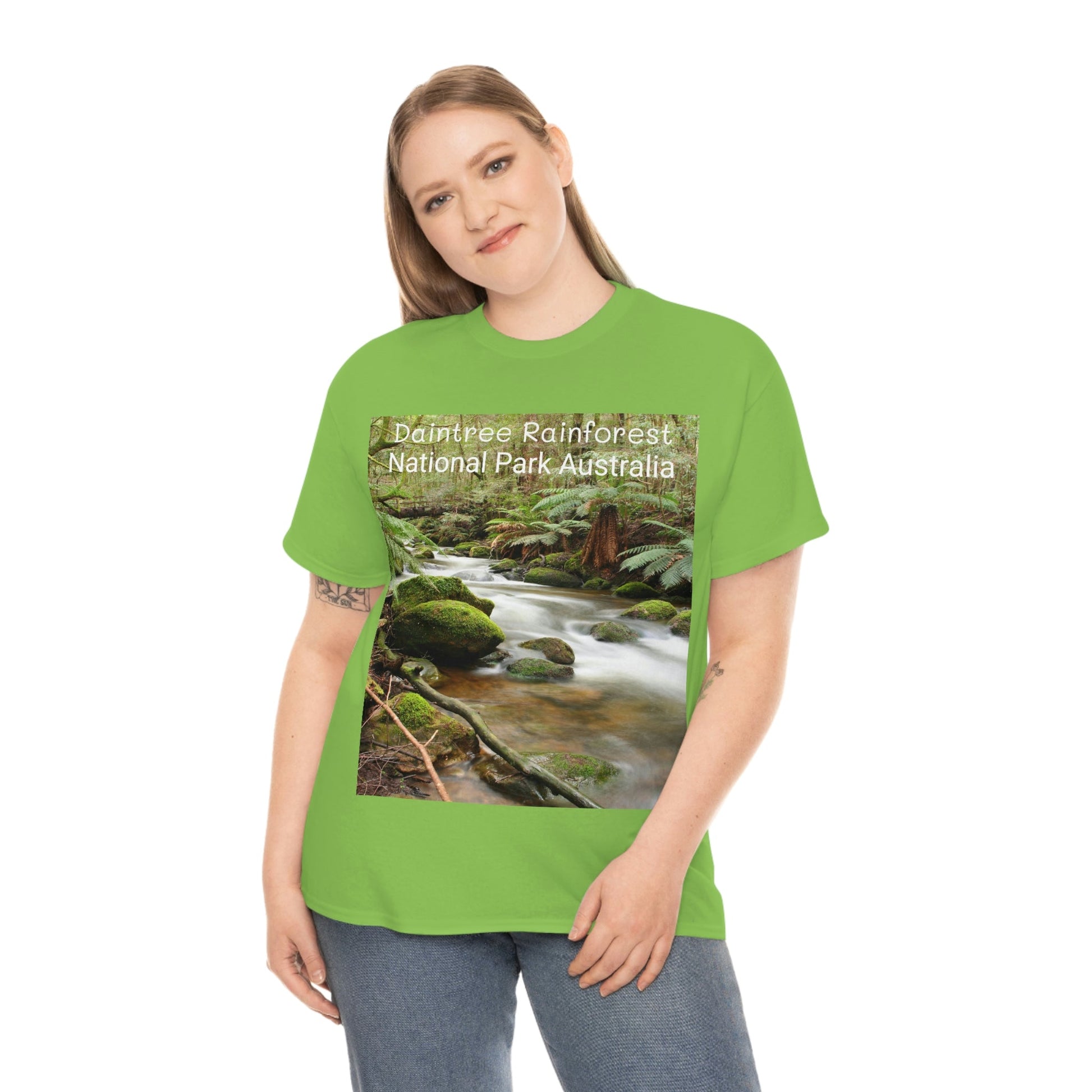 AU-PRINT UNISEX GILDAN 5000 - Heavy Cotton Tee - DAINTREE RAINFOREST National Park - Australia - Printed in AU by The Print Bar - Green Forest Home