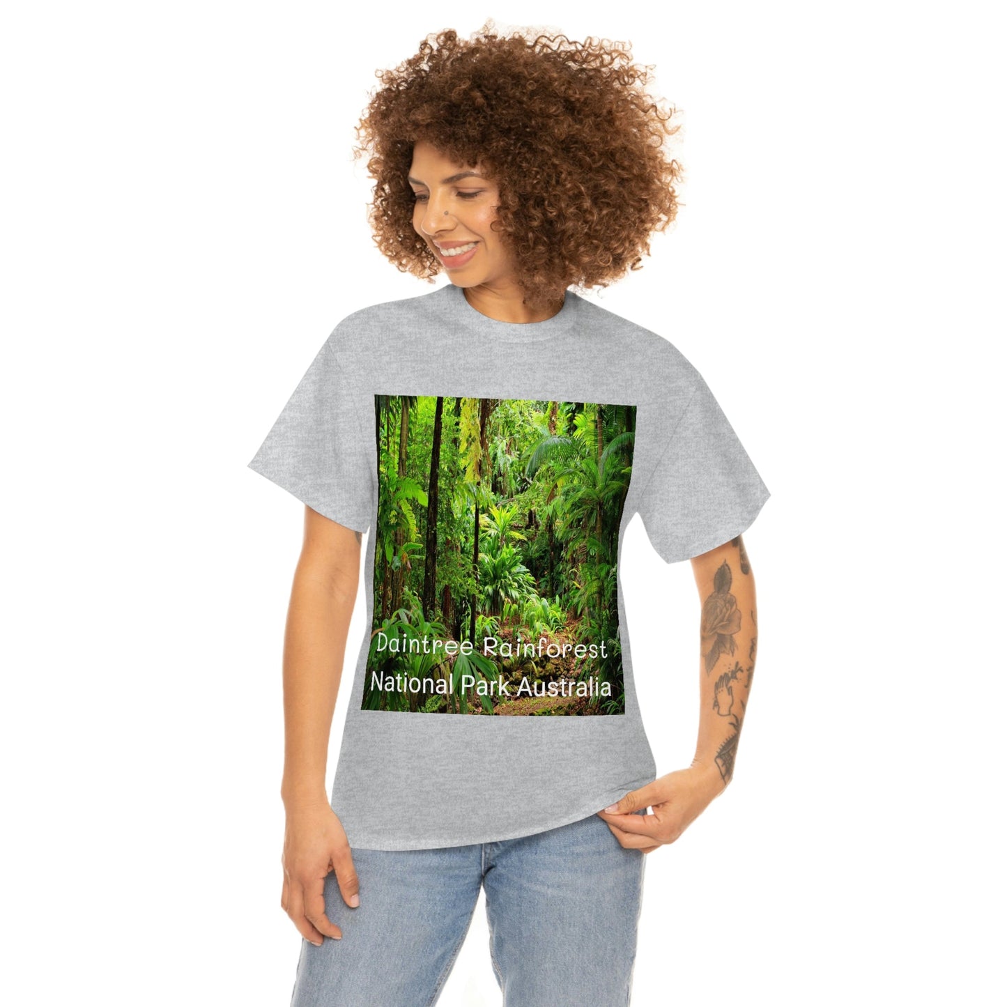 AU-PRINT UNISEX GILDAN 5000 - Heavy Cotton Tee - DAINTREE RAINFOREST National-Park - Australia - Printed in AU by The Print Bar - Green Forest Home