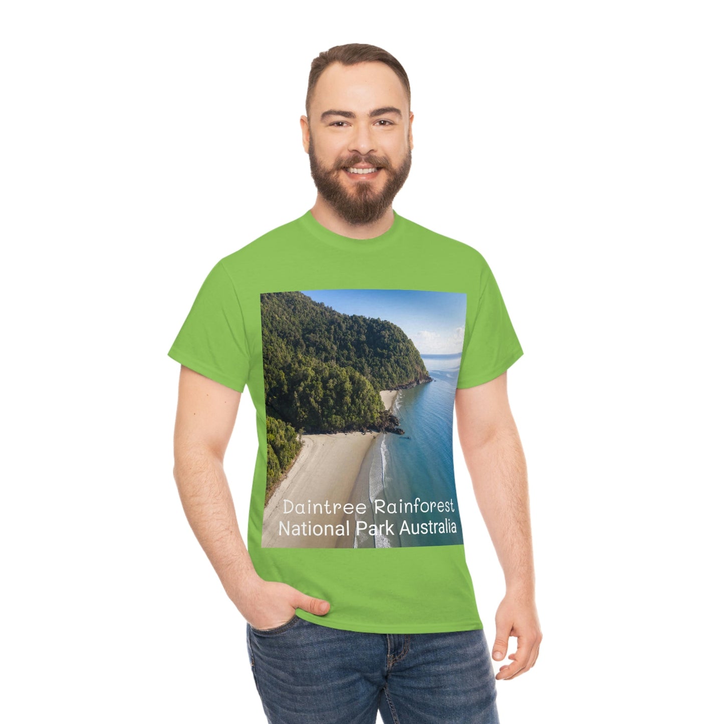 AU-PRINT UNISEX GILDAN 5000 - Heavy Cotton Tee - DAINTREE RAINFOREST National Park - Australia - Printed in AU by The Print Bar - Green Forest Home