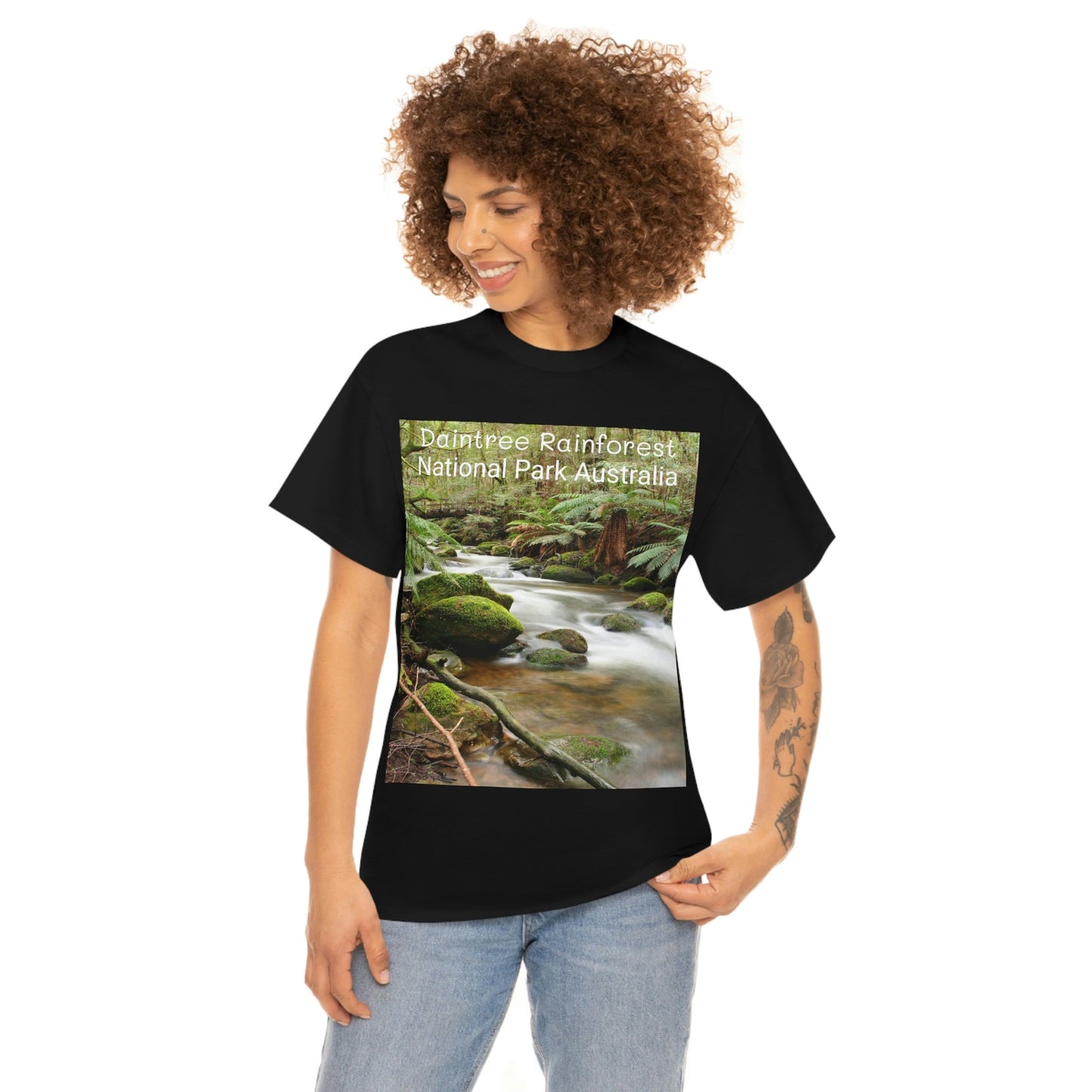 AU-PRINT UNISEX GILDAN 5000 - Heavy Cotton Tee - DAINTREE RAINFOREST National Park - Australia - Printed in AU by The Print Bar - Green Forest Home