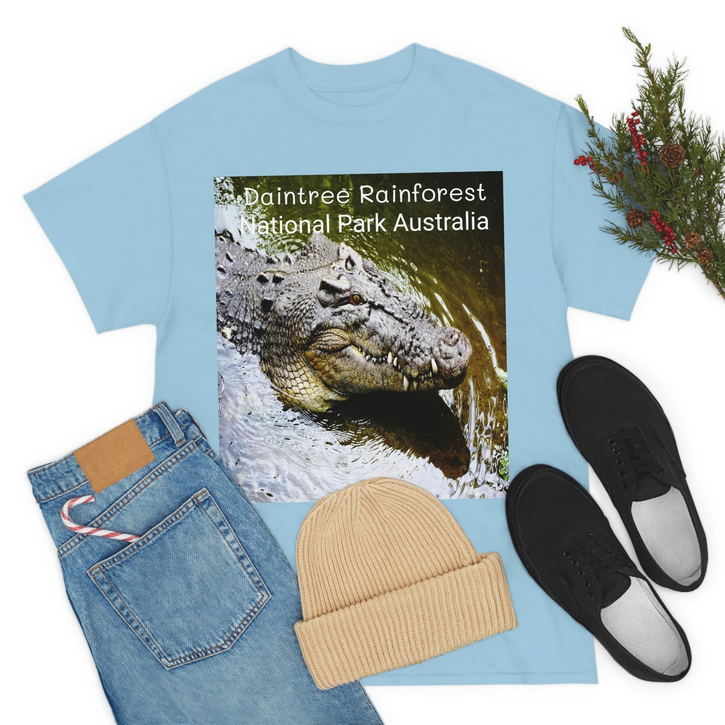 AU-PRINT UNISEX GILDAN 5000 - Heavy Cotton Tee - DAINTREE RAINFOREST National-Park - Australia - Printed in AU by The Print Bar - Green Forest Home