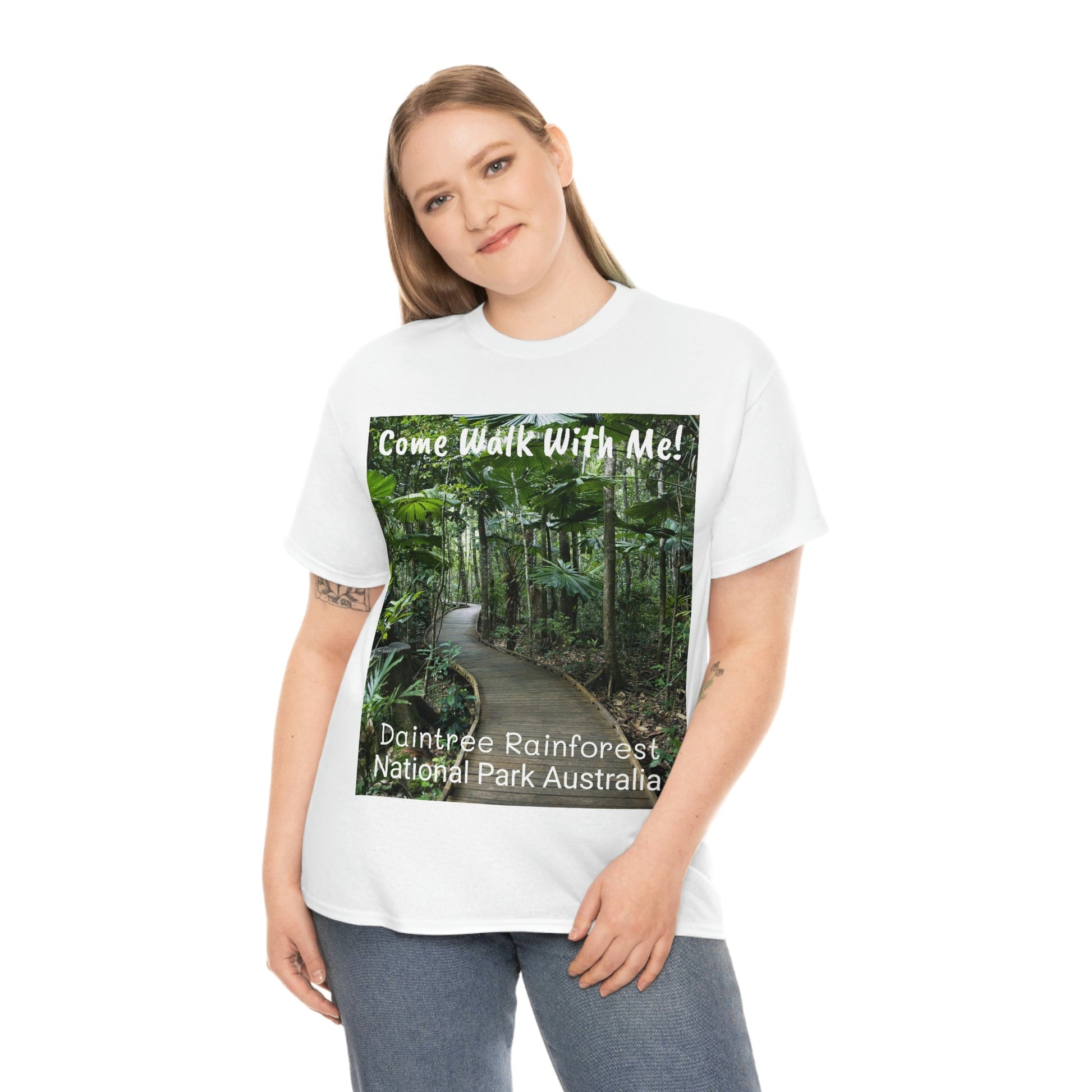 AU-PRINT UNISEX GILDAN 5000 - Heavy Cotton Tee - DAINTREE RAINFOREST National Park - Australia - Printed in AU by The Print Bar - Green Forest Home