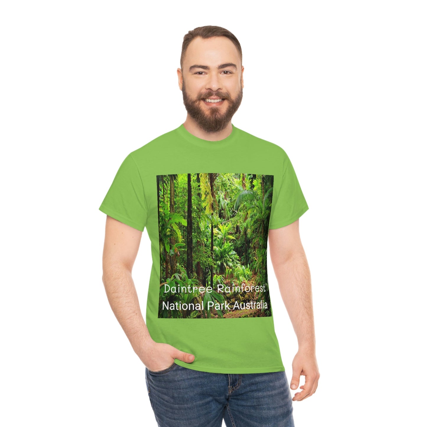 AU-PRINT UNISEX GILDAN 5000 - Heavy Cotton Tee - DAINTREE RAINFOREST National Park - Australia - Printed in AU by The Print Bar - Green Forest Home