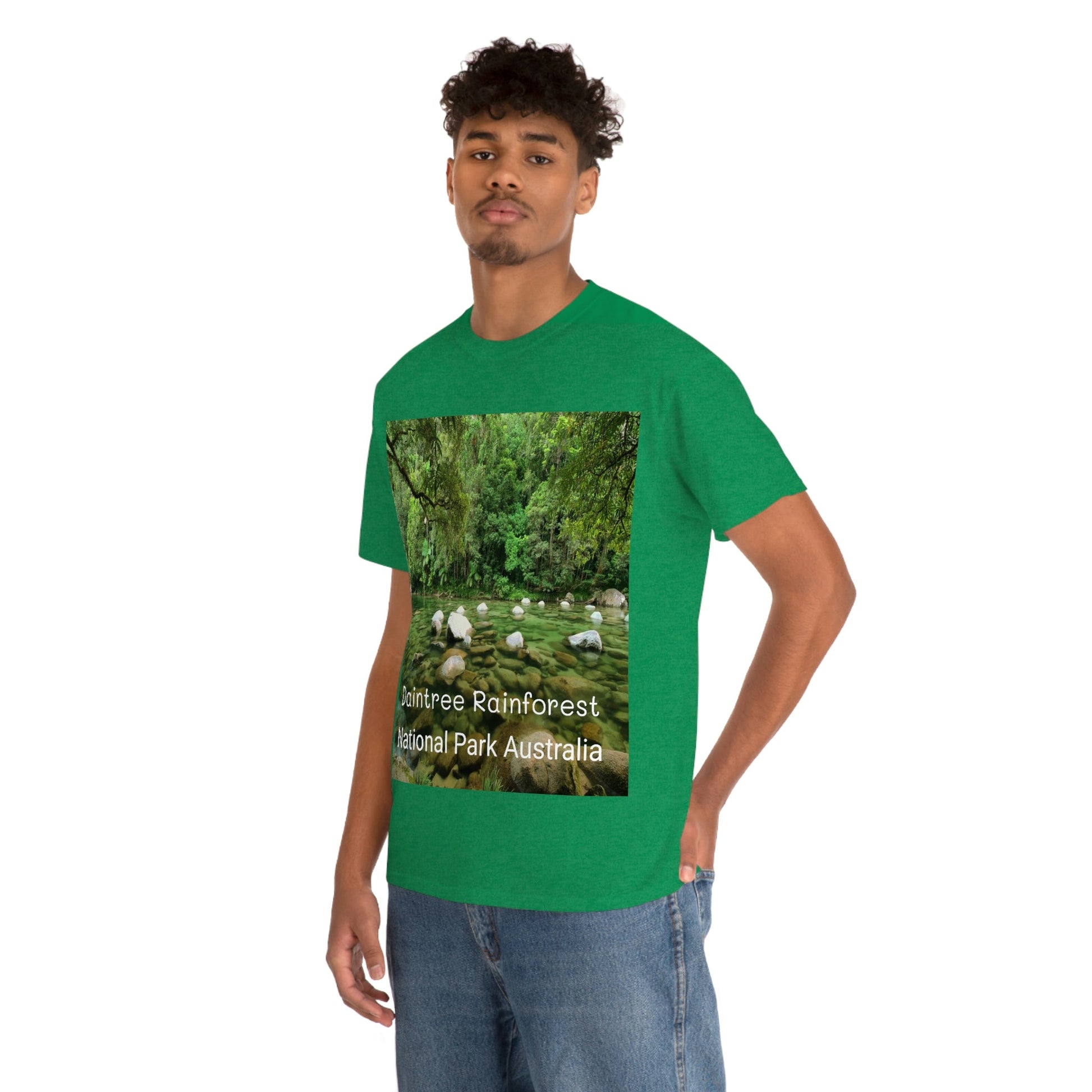 AU-PRINT UNISEX GILDAN 5000 - Heavy Cotton Tee - DAINTREE RAINFOREST National Park - Australia - Printed in AU by The Print Bar - Green Forest Home