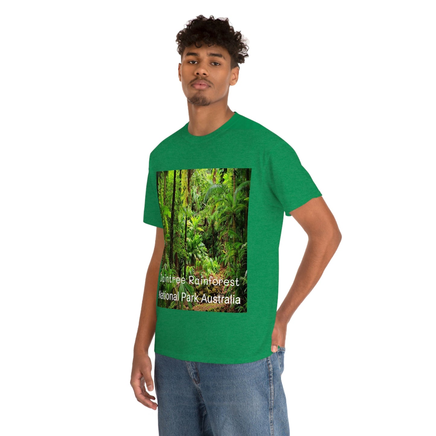 AU-PRINT UNISEX GILDAN 5000 - Heavy Cotton Tee - DAINTREE RAINFOREST National Park - Australia - Printed in AU by The Print Bar - Green Forest Home