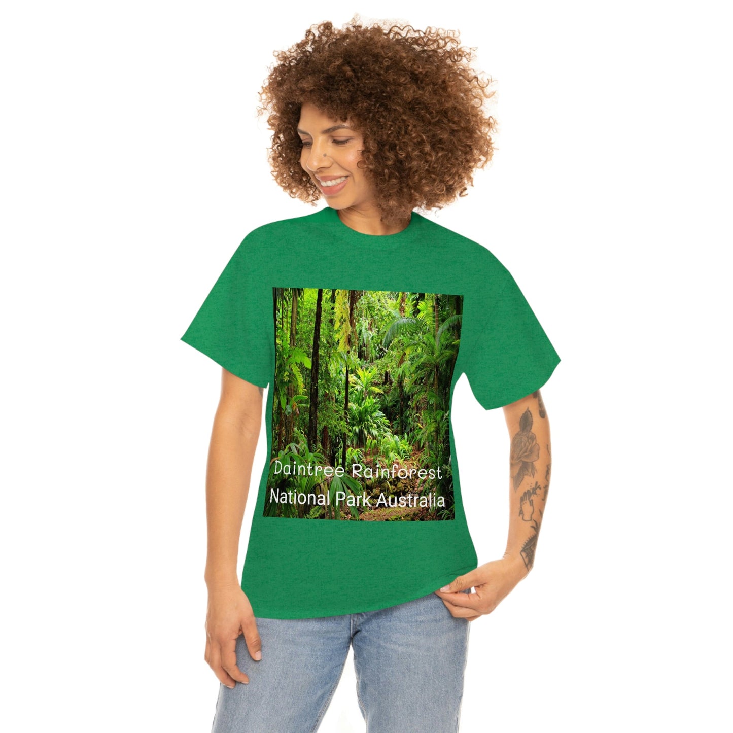 AU-PRINT UNISEX GILDAN 5000 - Heavy Cotton Tee - DAINTREE RAINFOREST National Park - Australia - Printed in AU by The Print Bar - Green Forest Home