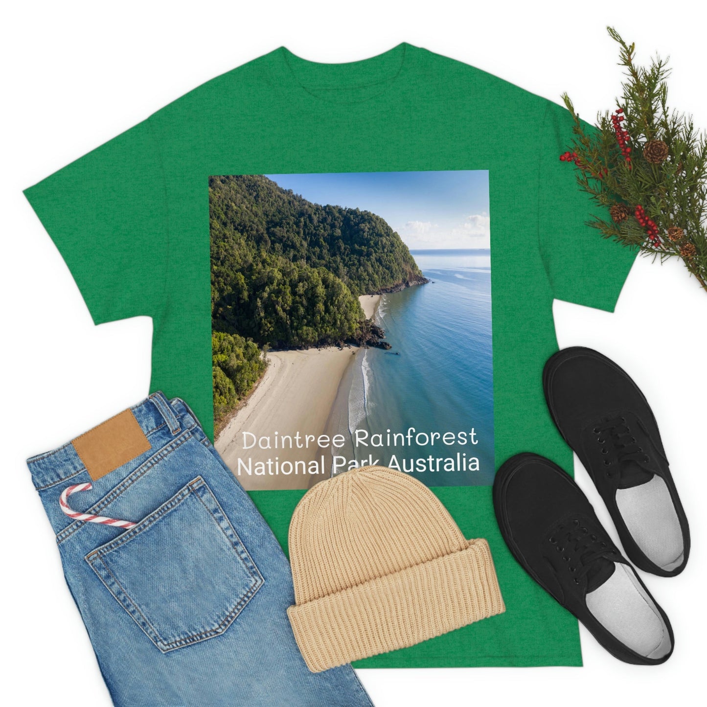 AU-PRINT UNISEX GILDAN 5000 - Heavy Cotton Tee - DAINTREE RAINFOREST National Park - Australia - Printed in AU by The Print Bar - Green Forest Home