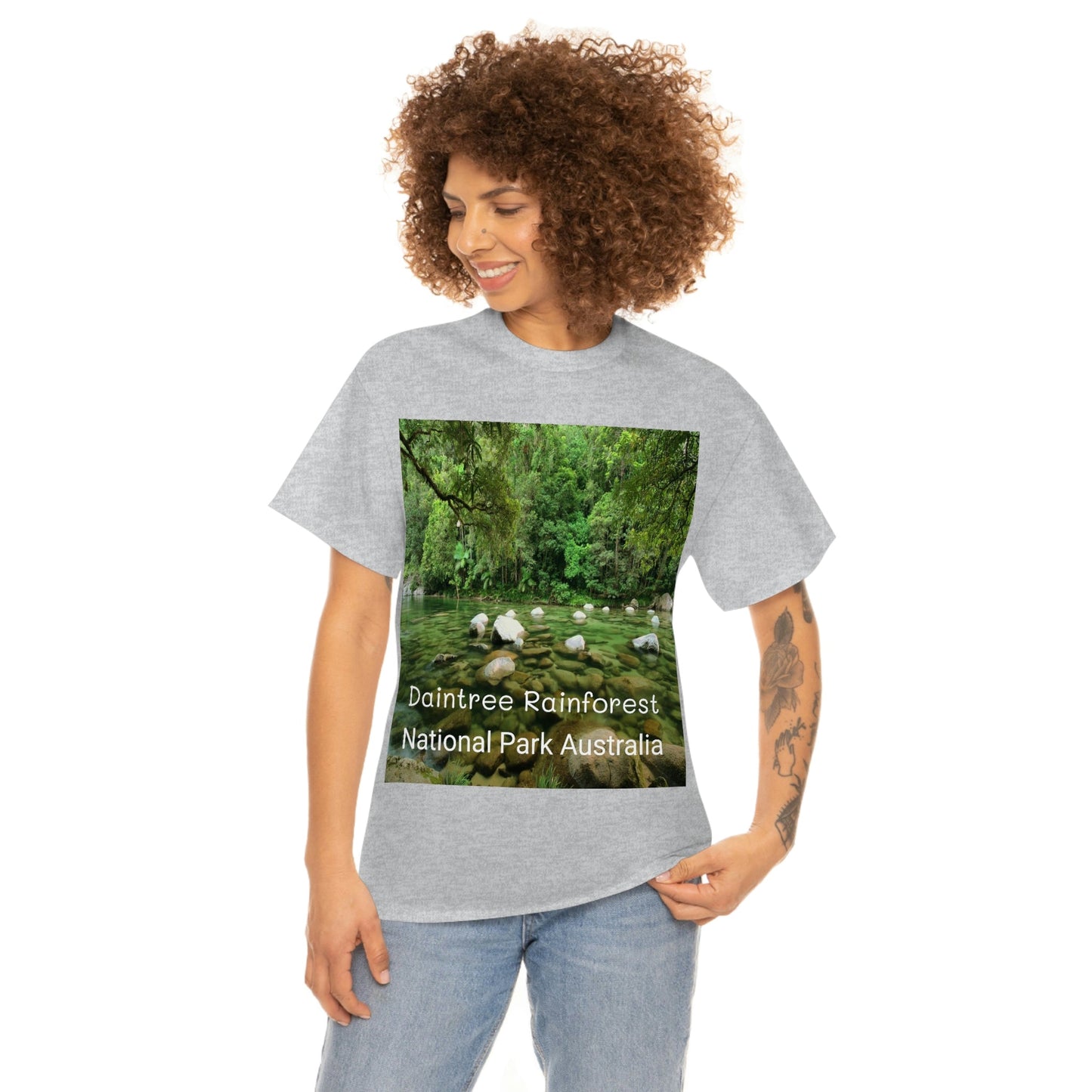 AU-PRINT UNISEX GILDAN 5000 - Heavy Cotton Tee - DAINTREE RAINFOREST National Park - Australia - Printed in AU by The Print Bar - Green Forest Home