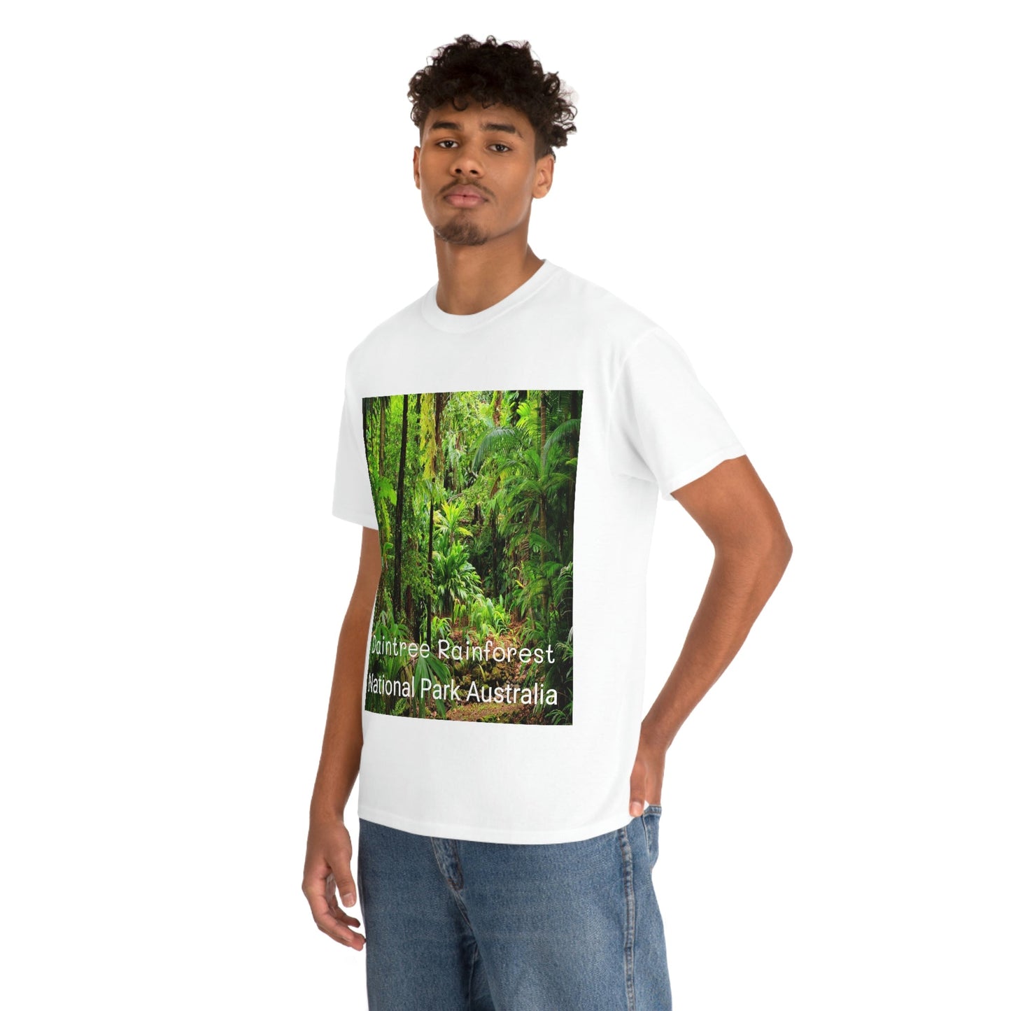 AU-PRINT UNISEX GILDAN 5000 - Heavy Cotton Tee - DAINTREE RAINFOREST National-Park - Australia - Printed in AU by The Print Bar - Green Forest Home