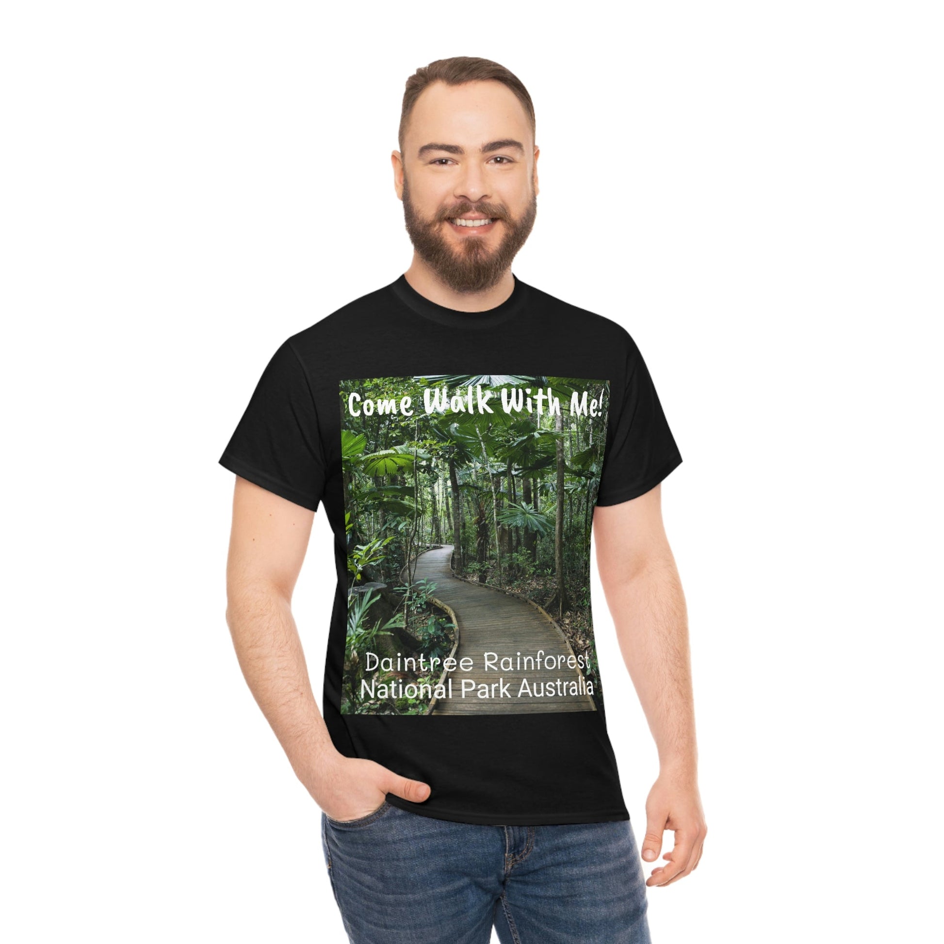 AU-PRINT UNISEX GILDAN 5000 - Heavy Cotton Tee - DAINTREE RAINFOREST National Park - Australia - Printed in AU by The Print Bar - Green Forest Home