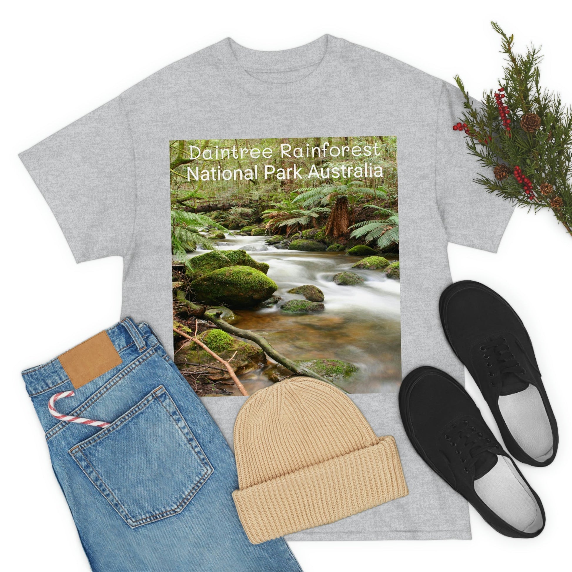 AU-PRINT UNISEX GILDAN 5000 - Heavy Cotton Tee - DAINTREE RAINFOREST National Park - Australia - Printed in AU by The Print Bar - Green Forest Home