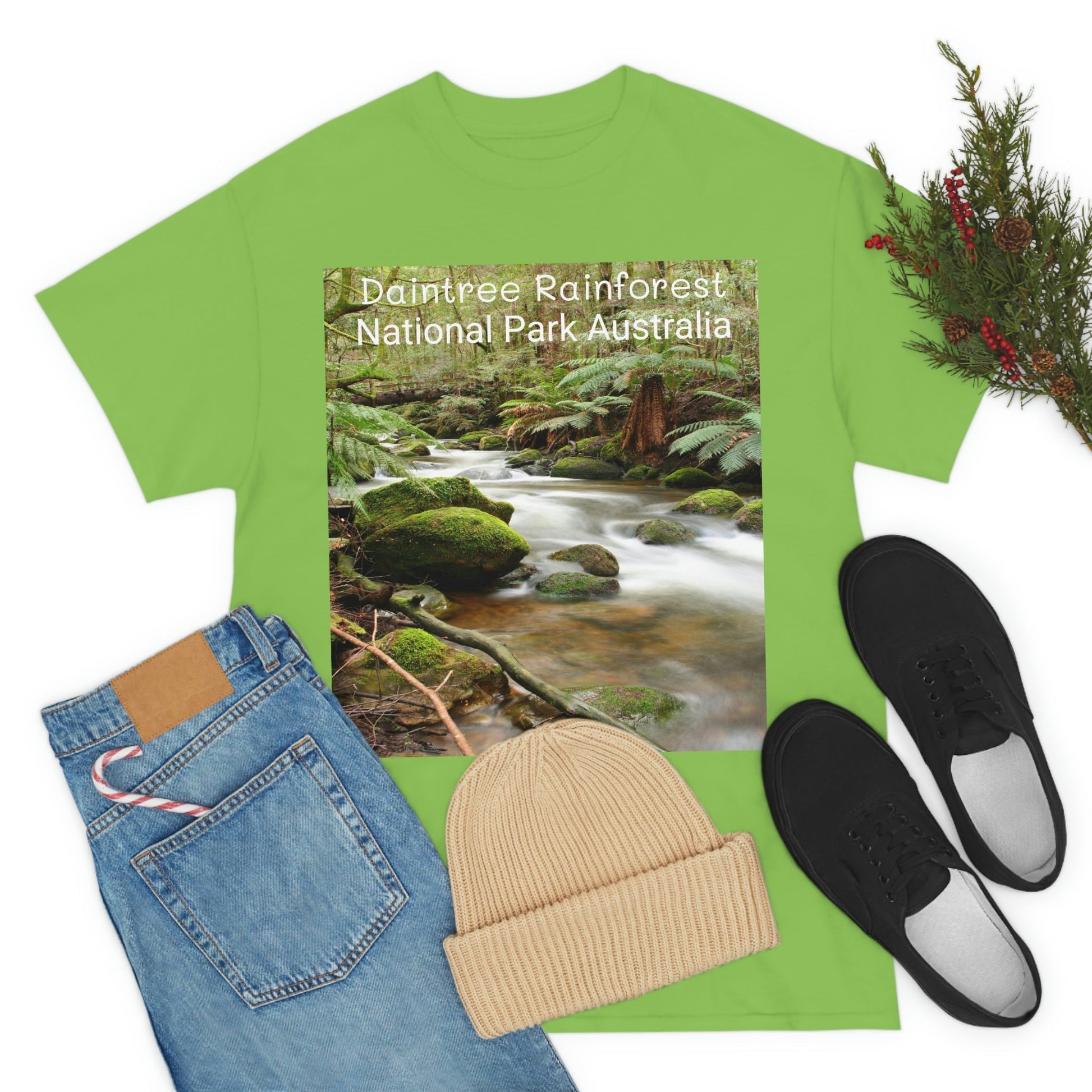 AU-PRINT UNISEX GILDAN 5000 - Heavy Cotton Tee - DAINTREE RAINFOREST National Park - Australia - Printed in AU by The Print Bar - Green Forest Home