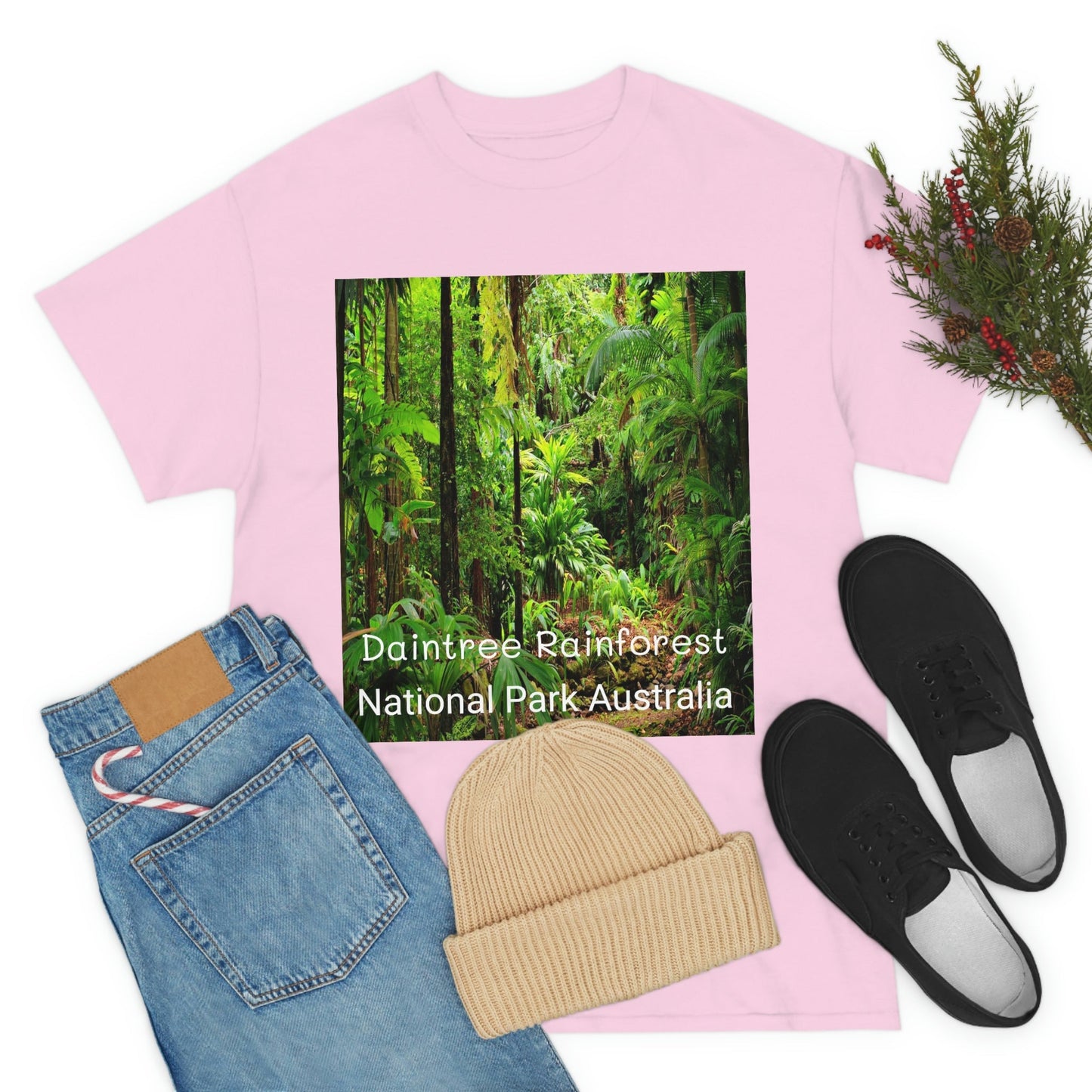 AU-PRINT UNISEX GILDAN 5000 - Heavy Cotton Tee - DAINTREE RAINFOREST National-Park - Australia - Printed in AU by The Print Bar - Green Forest Home