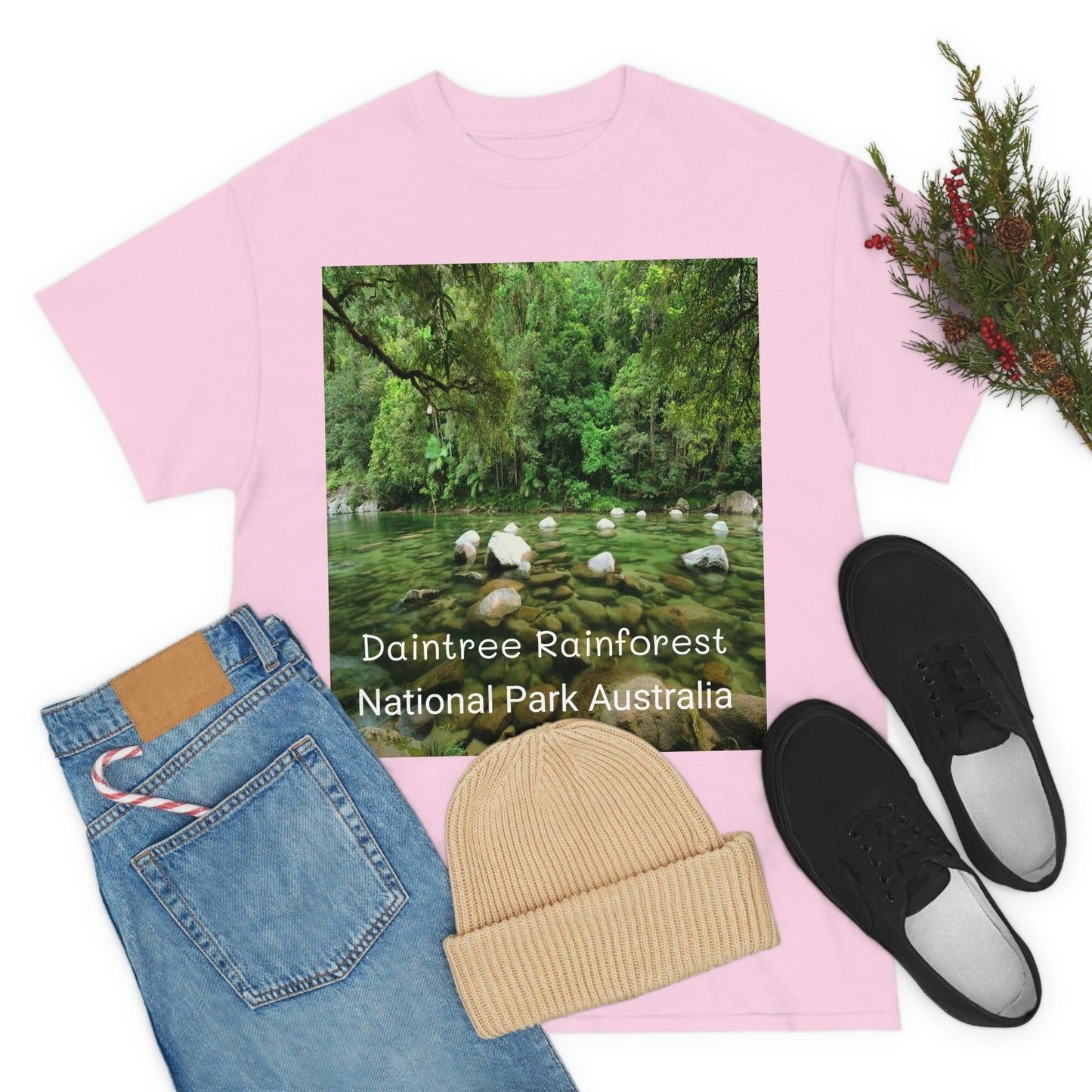 AU-PRINT UNISEX GILDAN 5000 - Heavy Cotton Tee - DAINTREE RAINFOREST National Park - Australia - Printed in AU by The Print Bar - Green Forest Home