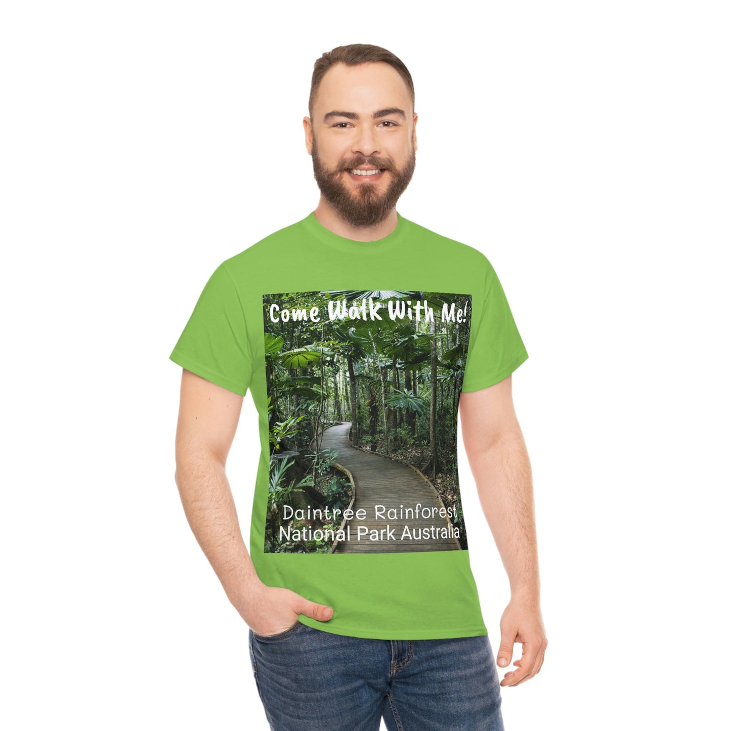 AU-PRINT UNISEX GILDAN 5000 - Heavy Cotton Tee - DAINTREE RAINFOREST National Park - Australia - Printed in AU by The Print Bar - Green Forest Home