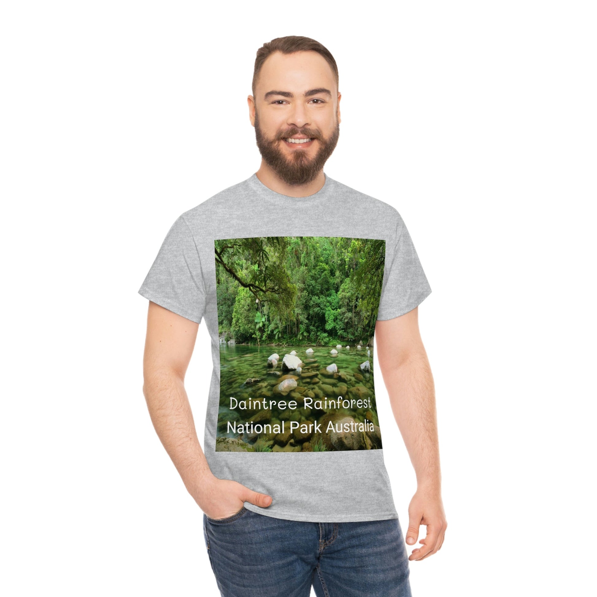 AU-PRINT UNISEX GILDAN 5000 - Heavy Cotton Tee - DAINTREE RAINFOREST National Park - Australia - Printed in AU by The Print Bar - Green Forest Home