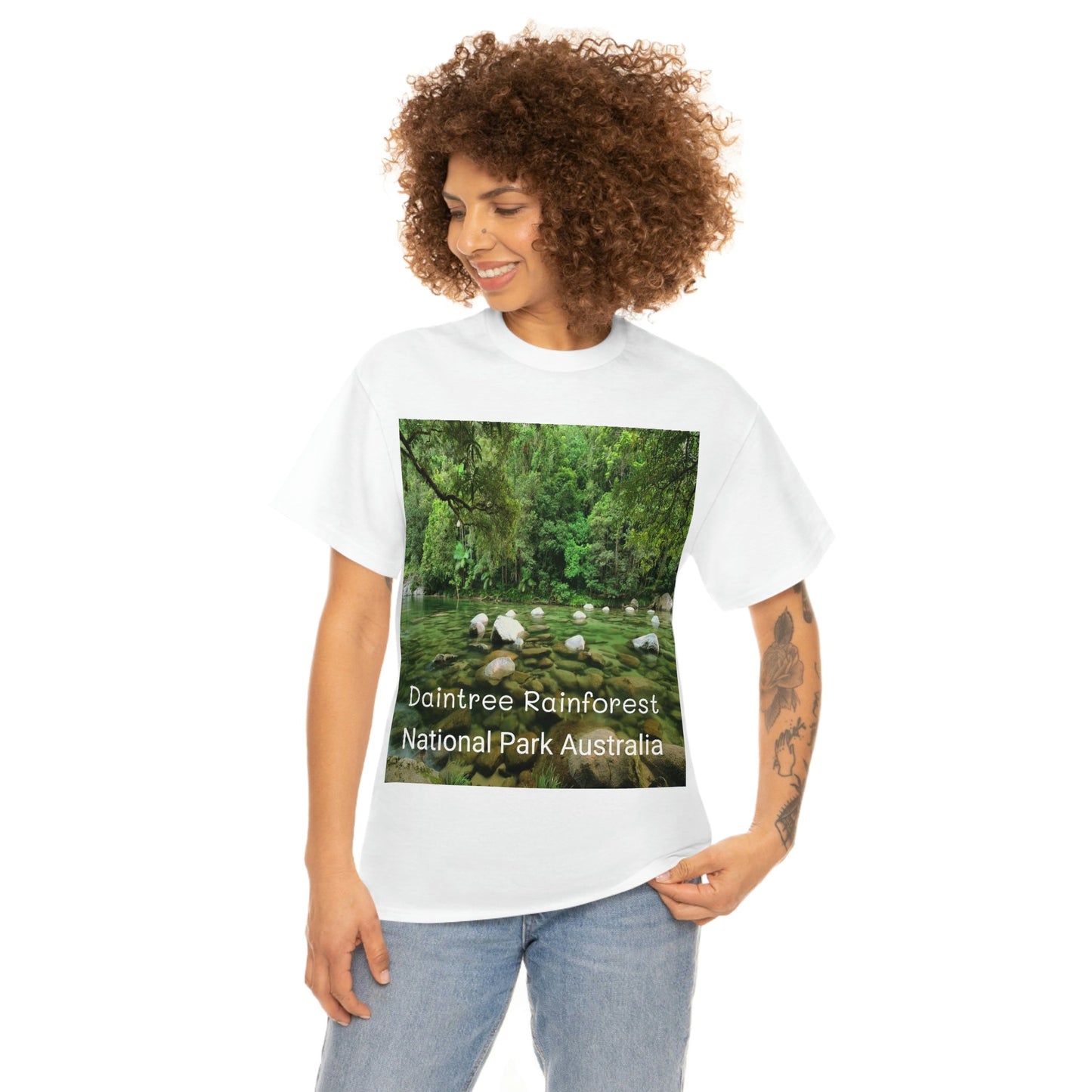 AU-PRINT UNISEX GILDAN 5000 - Heavy Cotton Tee - DAINTREE RAINFOREST National Park - Australia - Printed in AU by The Print Bar - Green Forest Home