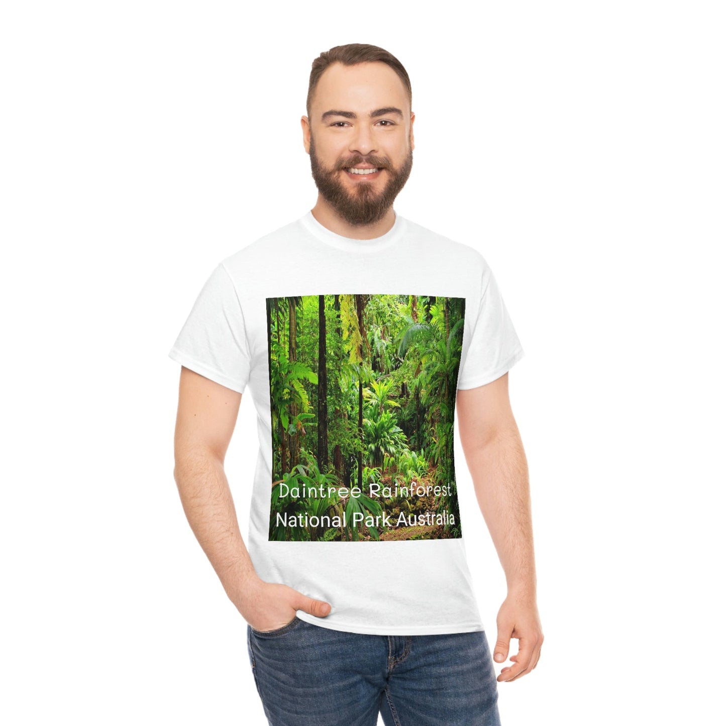 AU-PRINT UNISEX GILDAN 5000 - Heavy Cotton Tee - DAINTREE RAINFOREST National-Park - Australia - Printed in AU by The Print Bar - Green Forest Home