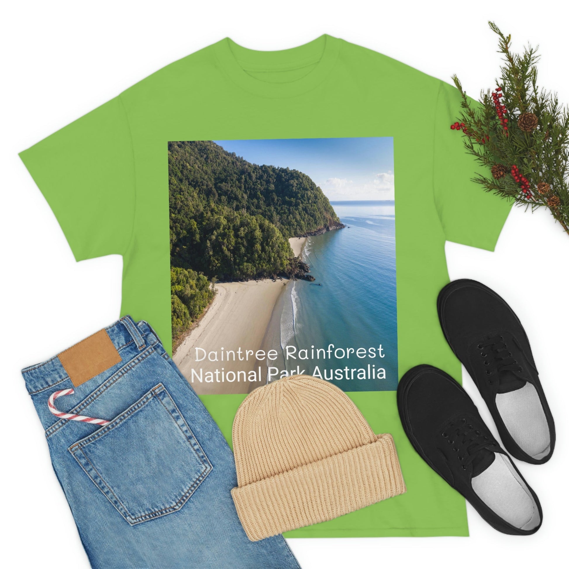 AU-PRINT UNISEX GILDAN 5000 - Heavy Cotton Tee - DAINTREE RAINFOREST National Park - Australia - Printed in AU by The Print Bar - Green Forest Home