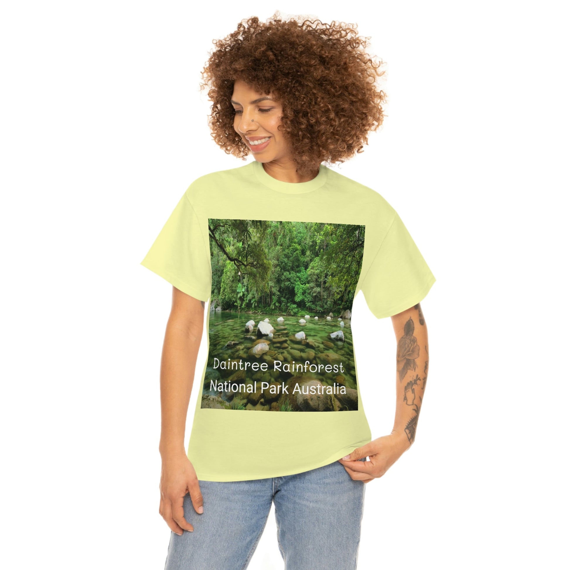 AU-PRINT UNISEX GILDAN 5000 - Heavy Cotton Tee - DAINTREE RAINFOREST National Park - Australia - Printed in AU by The Print Bar - Green Forest Home