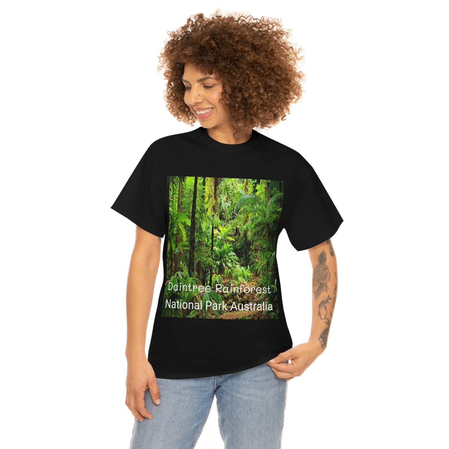 AU-PRINT UNISEX GILDAN 5000 - Heavy Cotton Tee - DAINTREE RAINFOREST National-Park - Australia - Printed in AU by The Print Bar - Green Forest Home