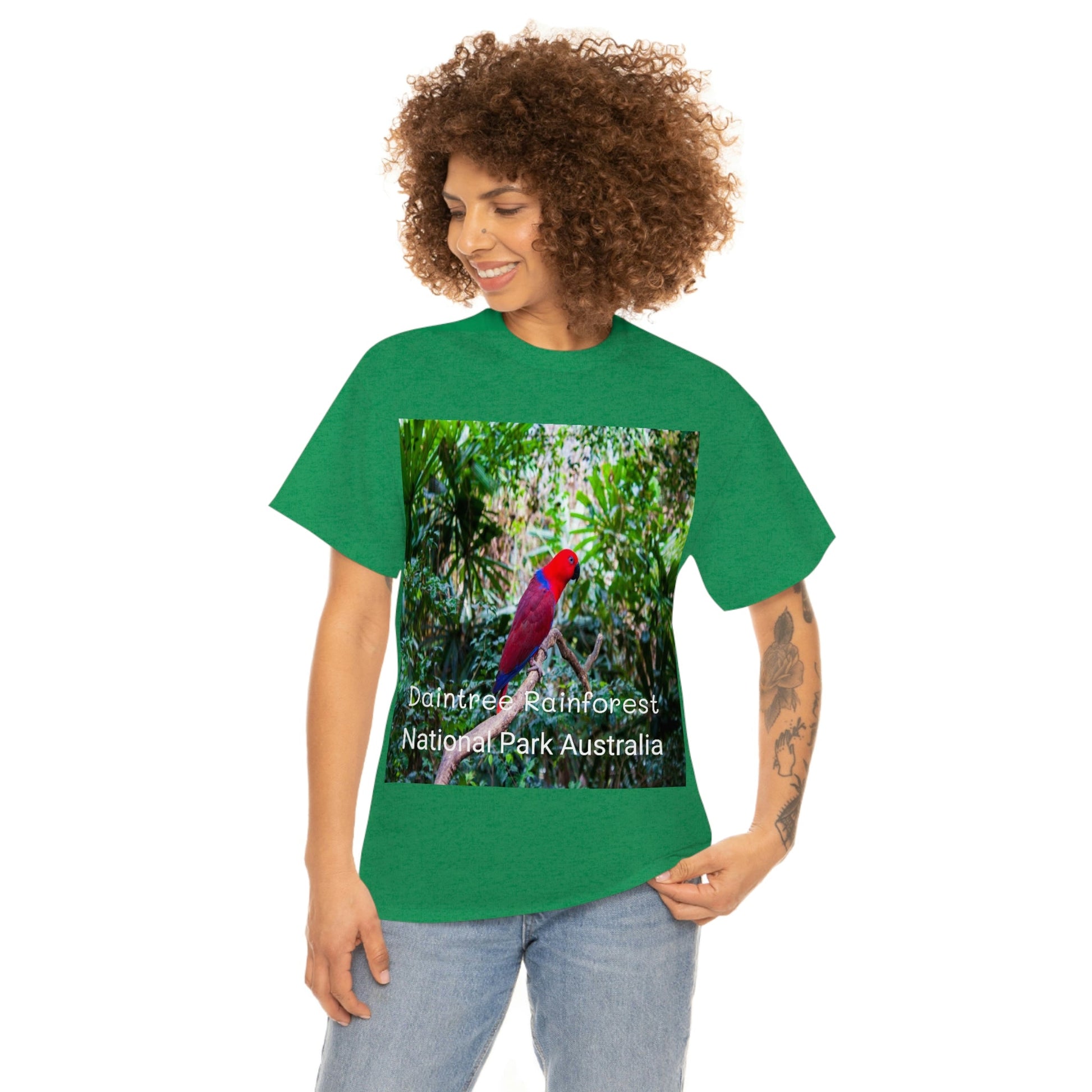 AU-PRINT UNISEX GILDAN 5000 - Heavy Cotton Tee - DAINTREE RAINFOREST National Park - Australia - Printed in AU by The Print Bar - Green Forest Home