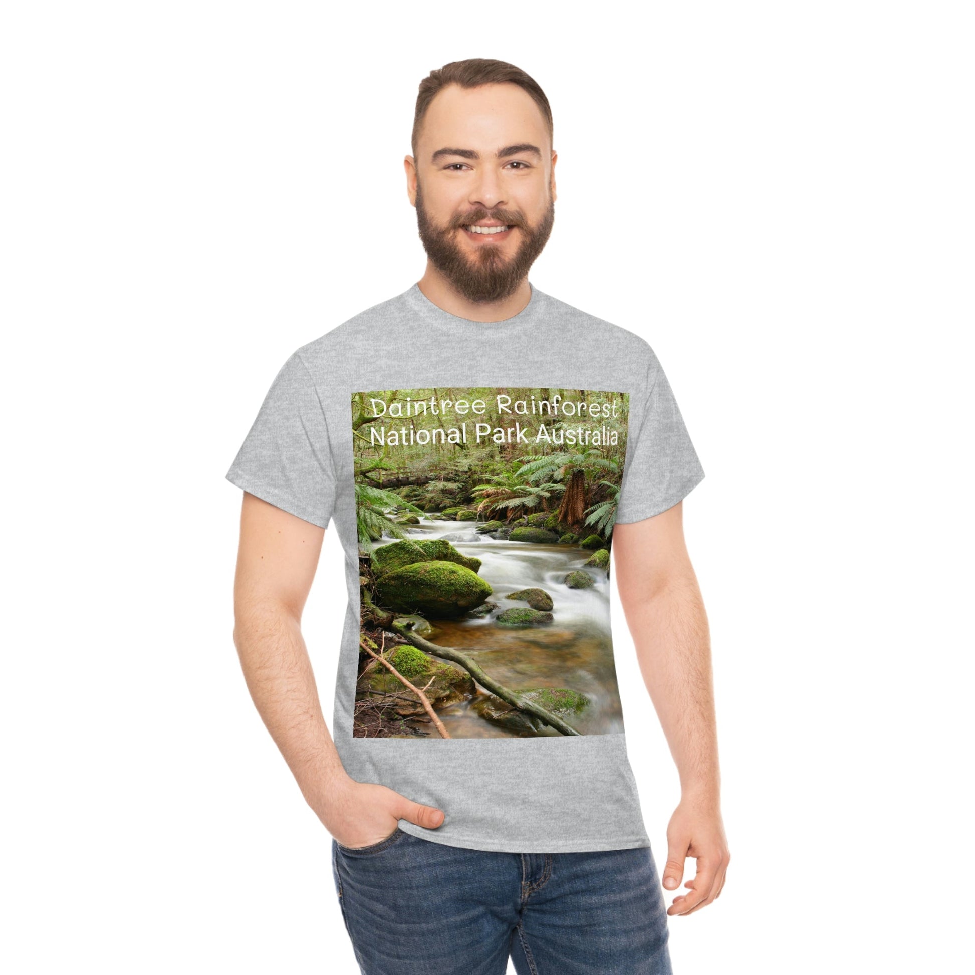 AU-PRINT UNISEX GILDAN 5000 - Heavy Cotton Tee - DAINTREE RAINFOREST National Park - Australia - Printed in AU by The Print Bar - Green Forest Home