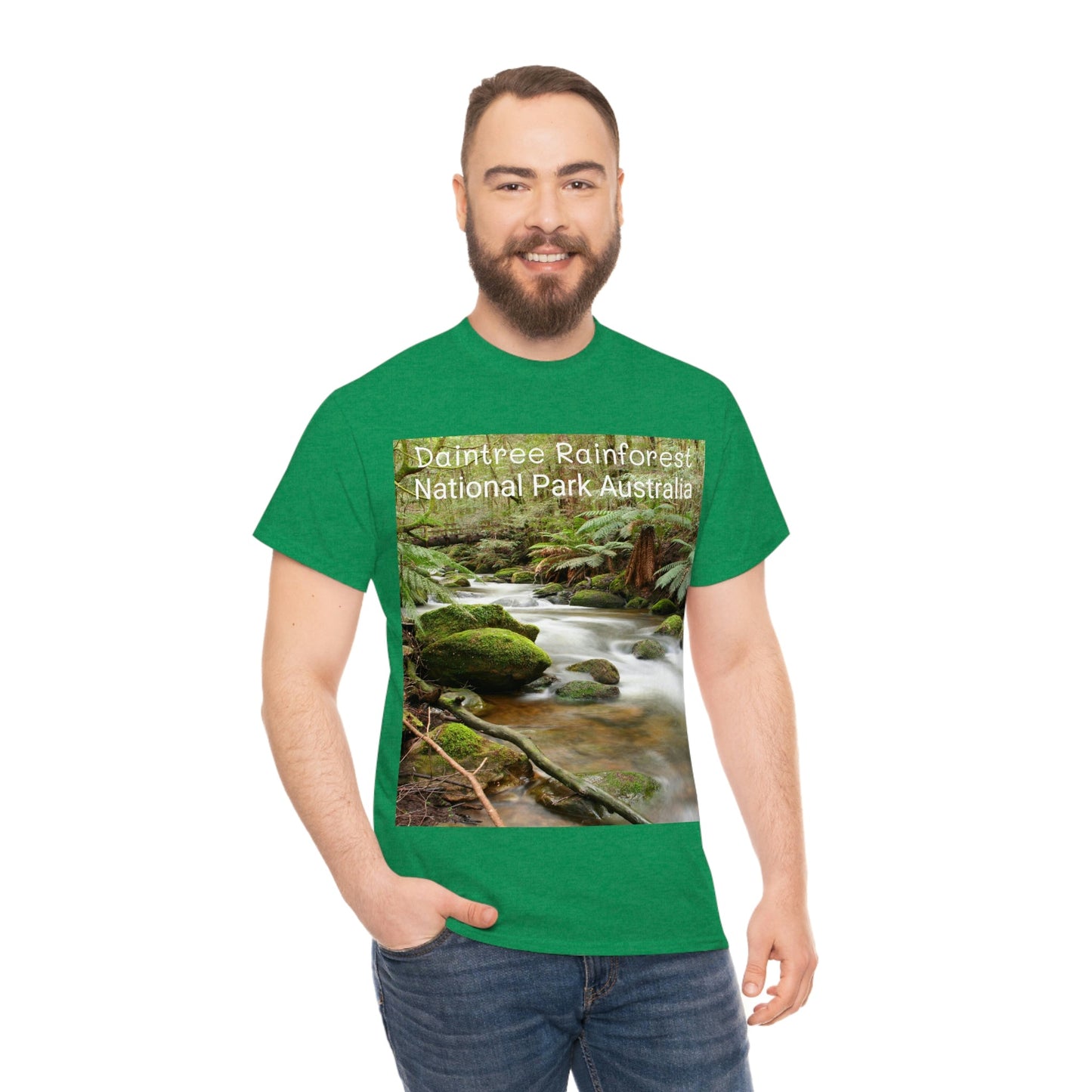 AU-PRINT UNISEX GILDAN 5000 - Heavy Cotton Tee - DAINTREE RAINFOREST National Park - Australia - Printed in AU by The Print Bar - Green Forest Home