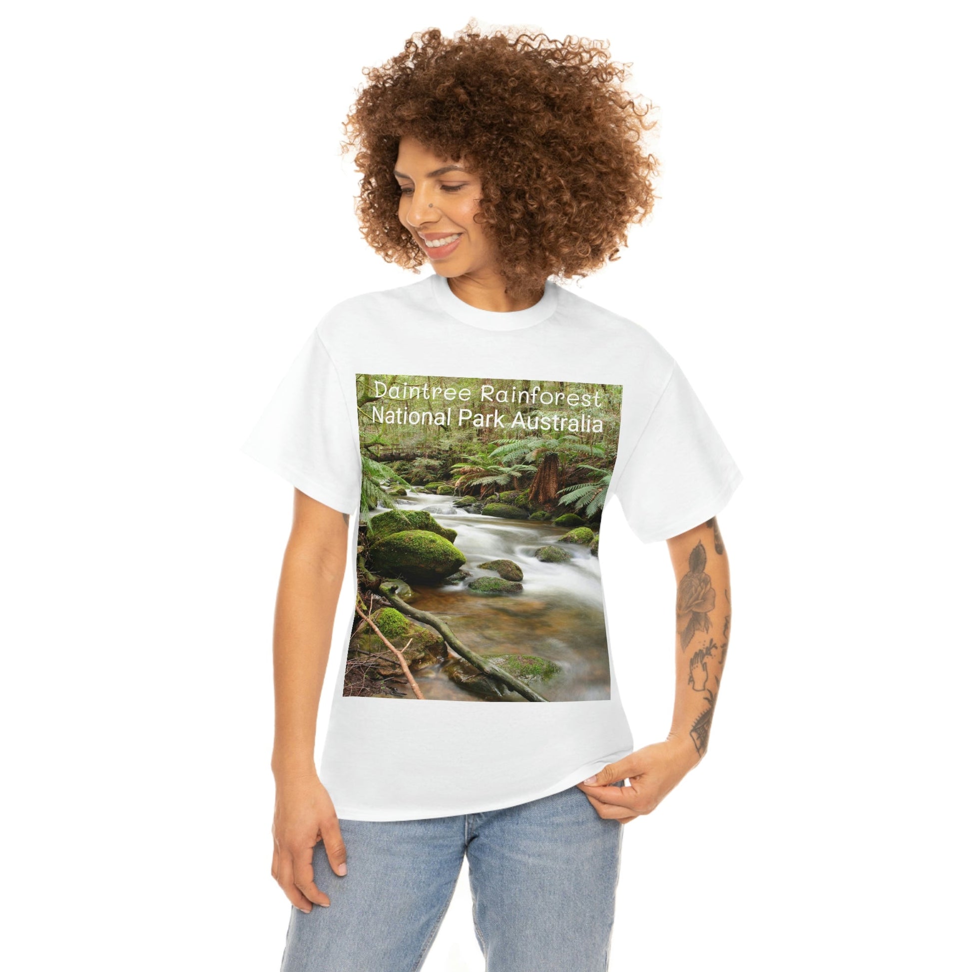 AU-PRINT UNISEX GILDAN 5000 - Heavy Cotton Tee - DAINTREE RAINFOREST National Park - Australia - Printed in AU by The Print Bar - Green Forest Home