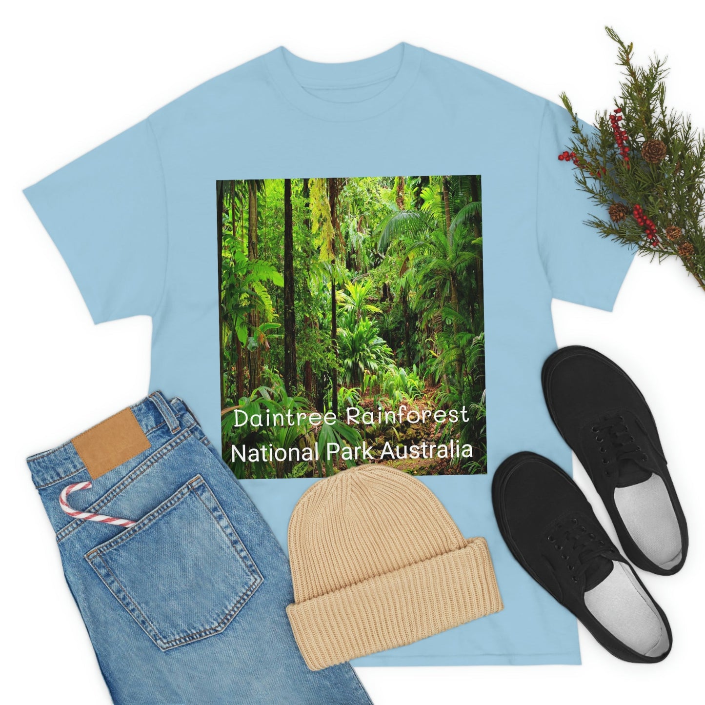 AU-PRINT UNISEX GILDAN 5000 - Heavy Cotton Tee - DAINTREE RAINFOREST National-Park - Australia - Printed in AU by The Print Bar - Green Forest Home