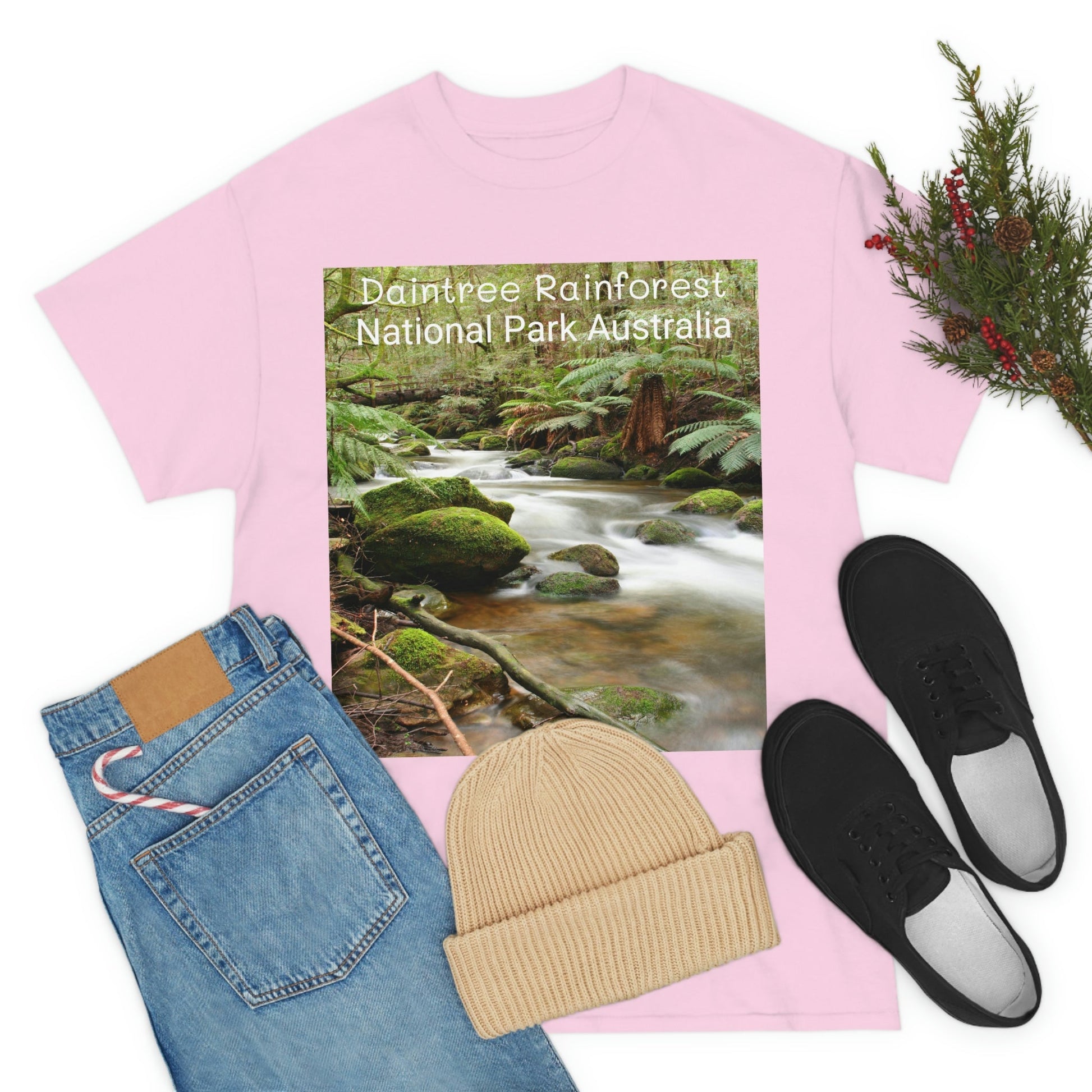 AU-PRINT UNISEX GILDAN 5000 - Heavy Cotton Tee - DAINTREE RAINFOREST National Park - Australia - Printed in AU by The Print Bar - Green Forest Home