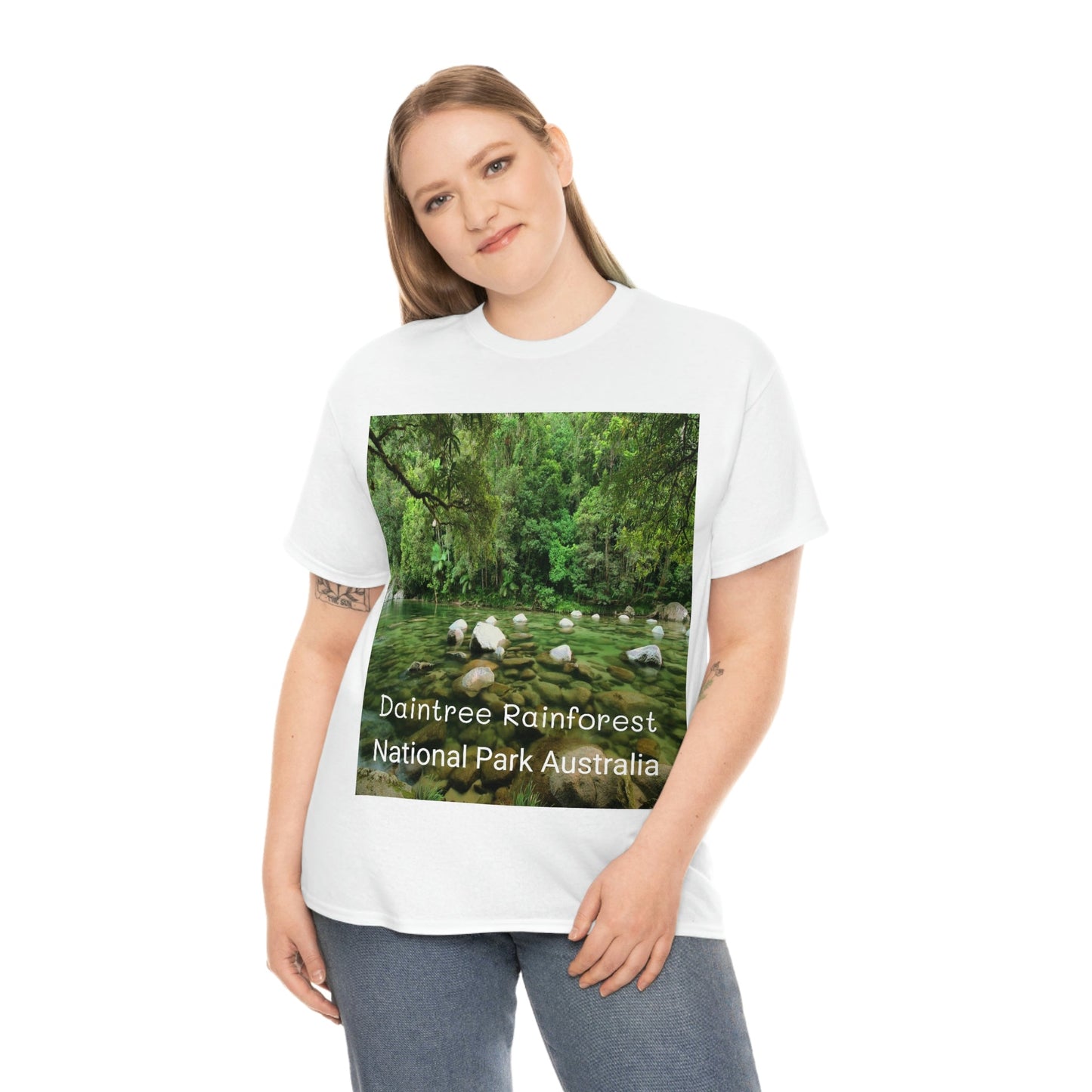 AU-PRINT UNISEX GILDAN 5000 - Heavy Cotton Tee - DAINTREE RAINFOREST National Park - Australia - Printed in AU by The Print Bar - Green Forest Home