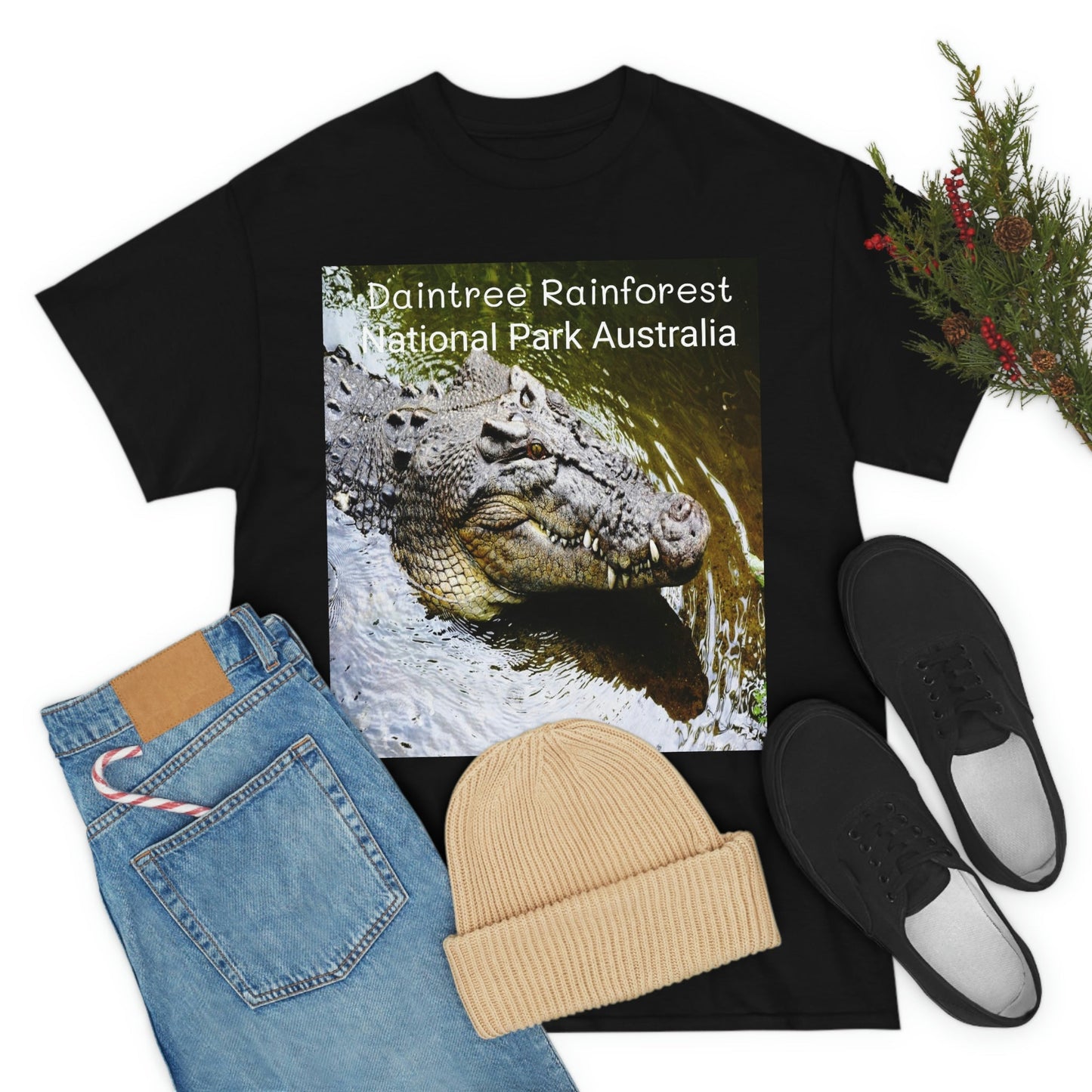 AU-PRINT UNISEX GILDAN 5000 - Heavy Cotton Tee - DAINTREE RAINFOREST National-Park - Australia - Printed in AU by The Print Bar - Green Forest Home