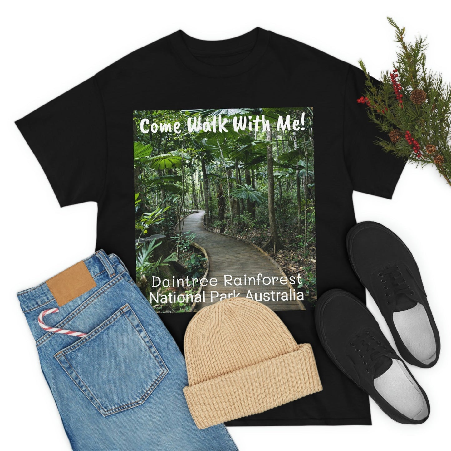 AU-PRINT UNISEX GILDAN 5000 - Heavy Cotton Tee - DAINTREE RAINFOREST National Park - Australia - Printed in AU by The Print Bar - Green Forest Home