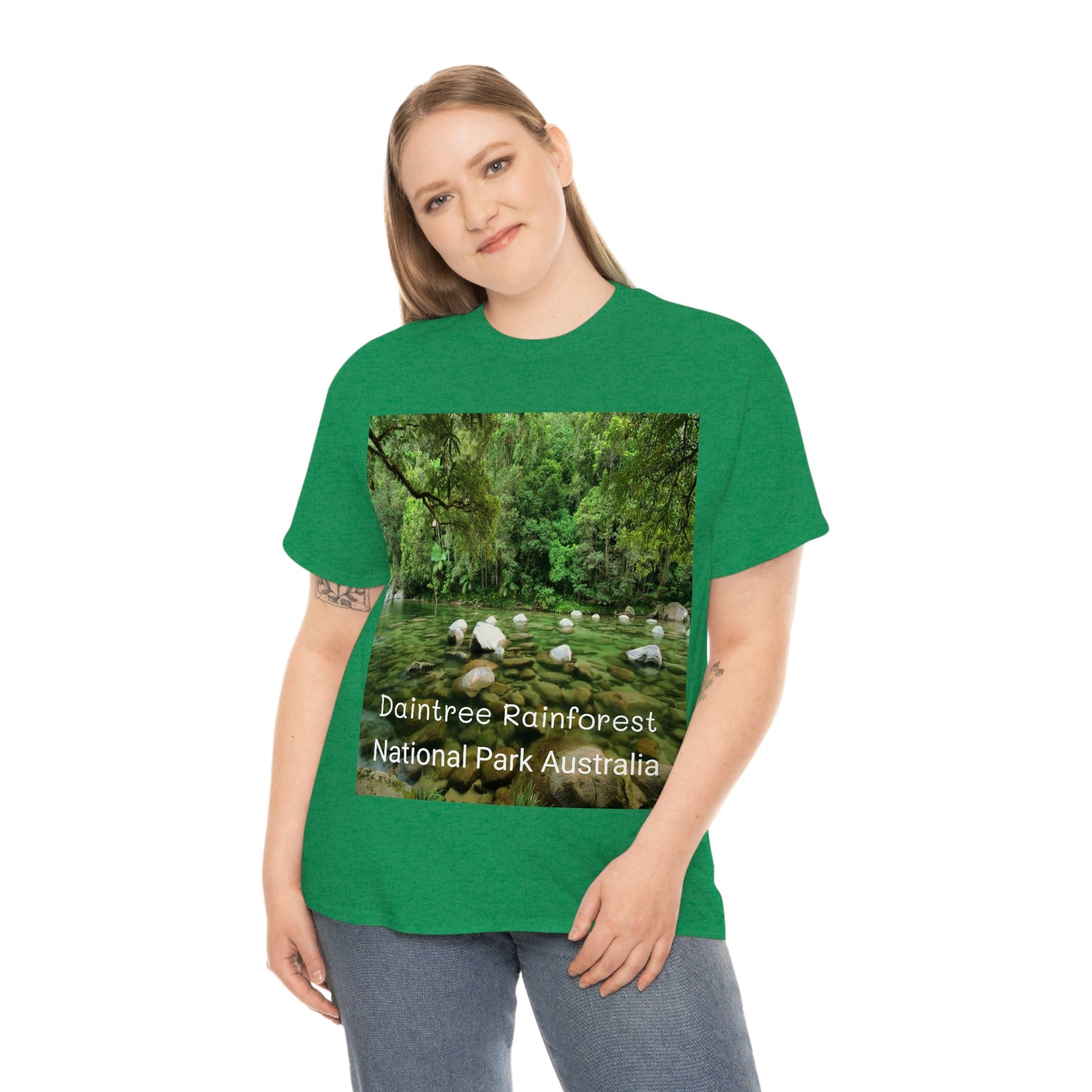 AU-PRINT UNISEX GILDAN 5000 - Heavy Cotton Tee - DAINTREE RAINFOREST National Park - Australia - Printed in AU by The Print Bar - Green Forest Home