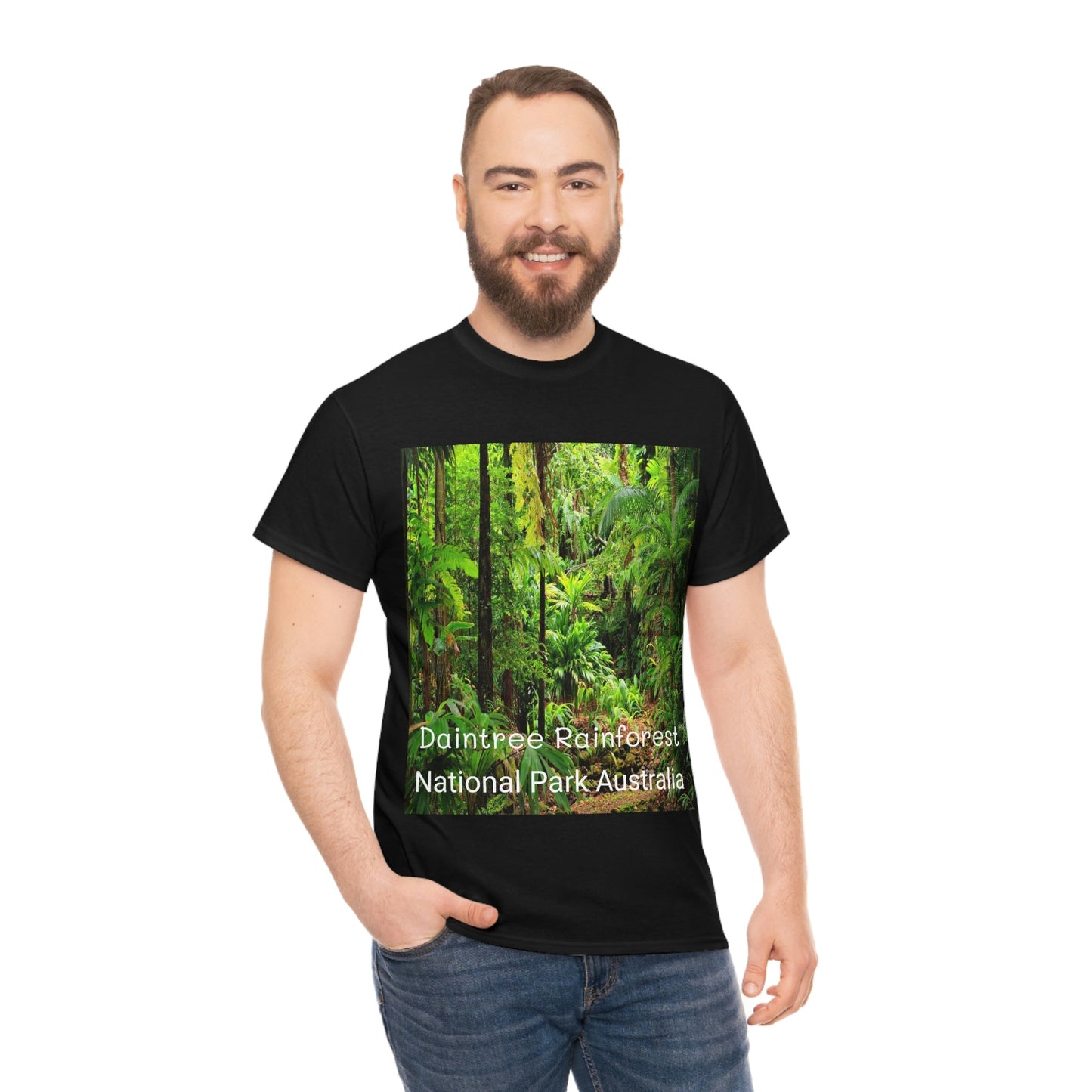 AU-PRINT UNISEX GILDAN 5000 - Heavy Cotton Tee - DAINTREE RAINFOREST National Park - Australia - Printed in AU by The Print Bar - Green Forest Home