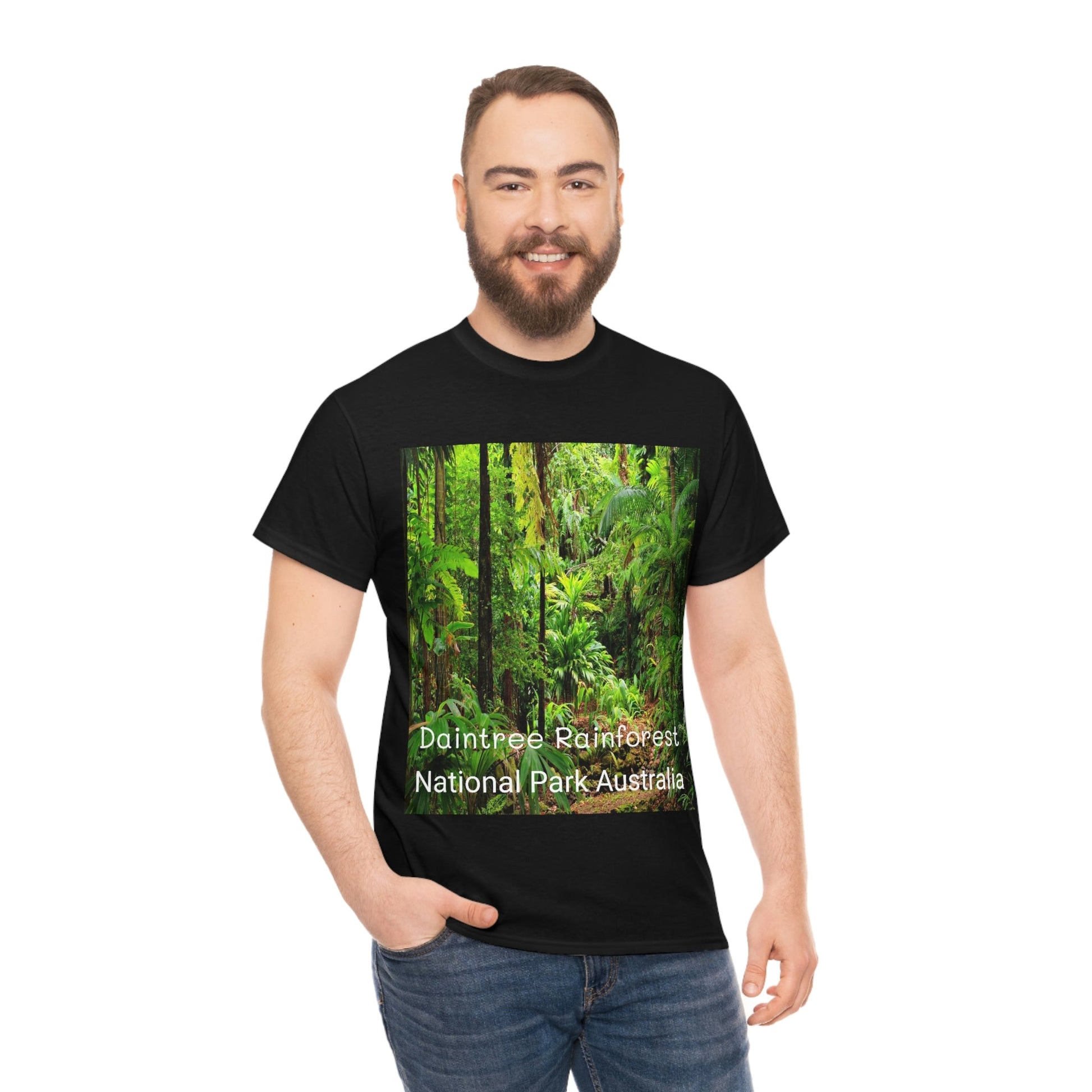 AU-PRINT UNISEX GILDAN 5000 - Heavy Cotton Tee - DAINTREE RAINFOREST National-Park - Australia - Printed in AU by The Print Bar - Green Forest Home