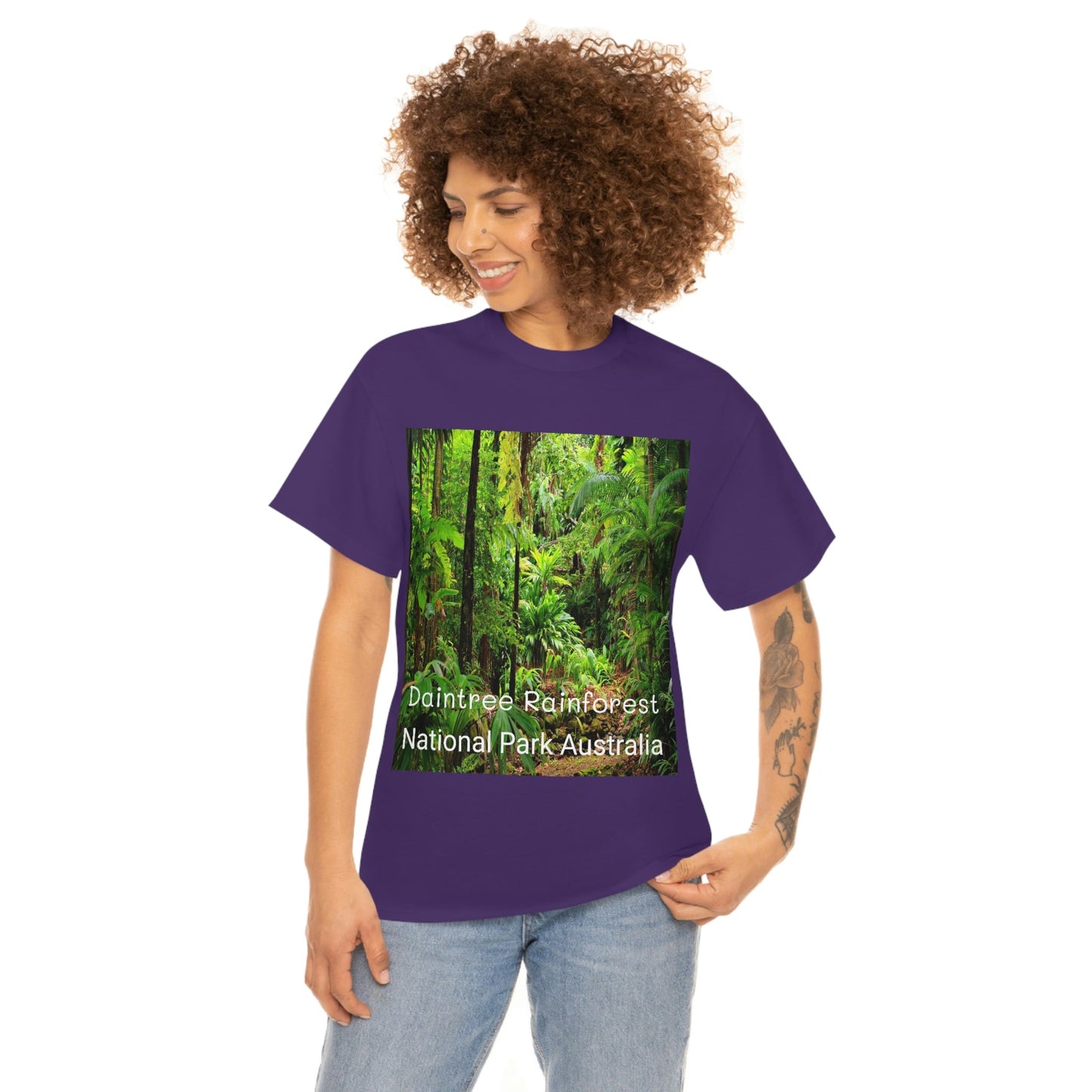 AU-PRINT UNISEX GILDAN 5000 - Heavy Cotton Tee - DAINTREE RAINFOREST National-Park - Australia - Printed in AU by The Print Bar - Green Forest Home