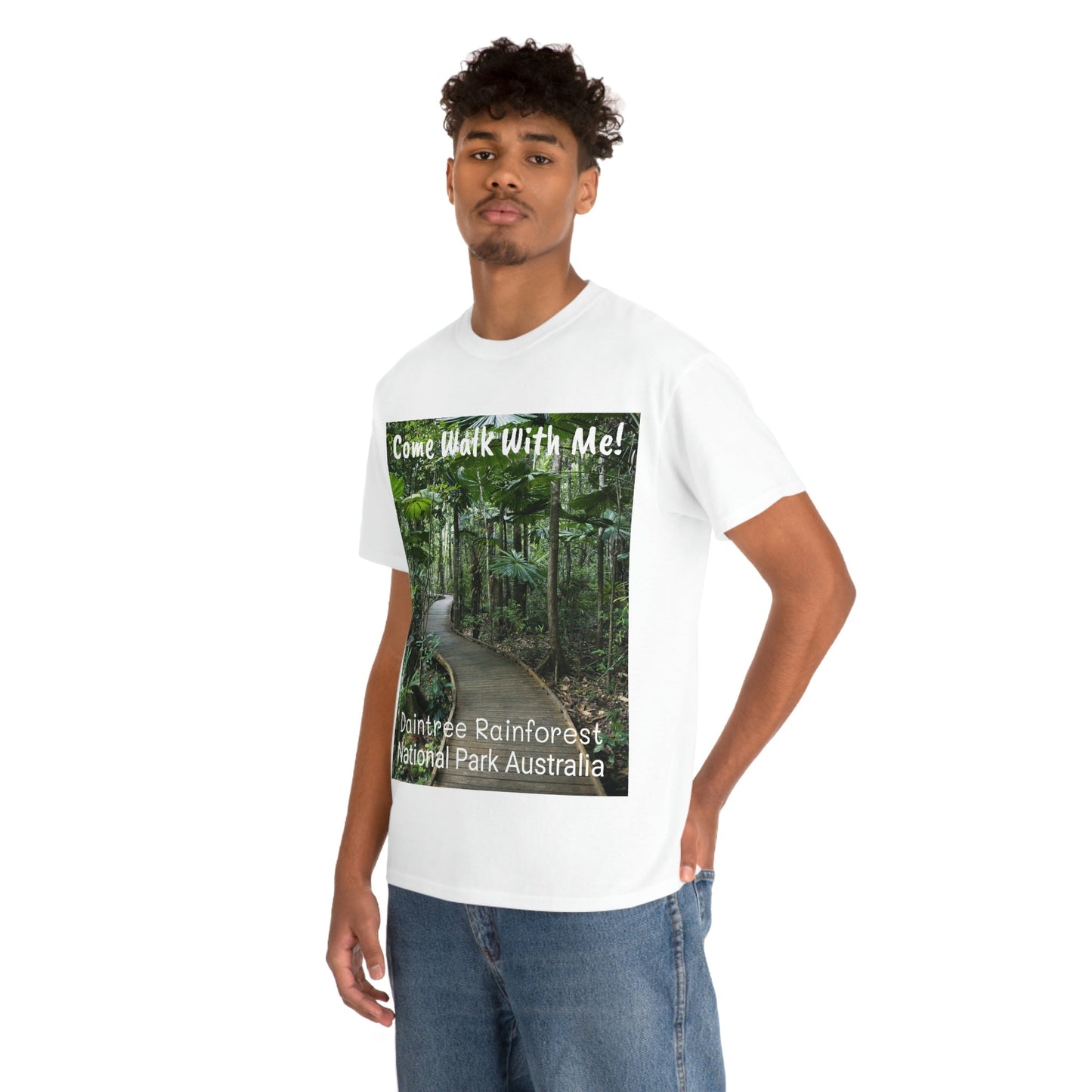 AU-PRINT UNISEX GILDAN 5000 - Heavy Cotton Tee - DAINTREE RAINFOREST National Park - Australia - Printed in AU by The Print Bar - Green Forest Home