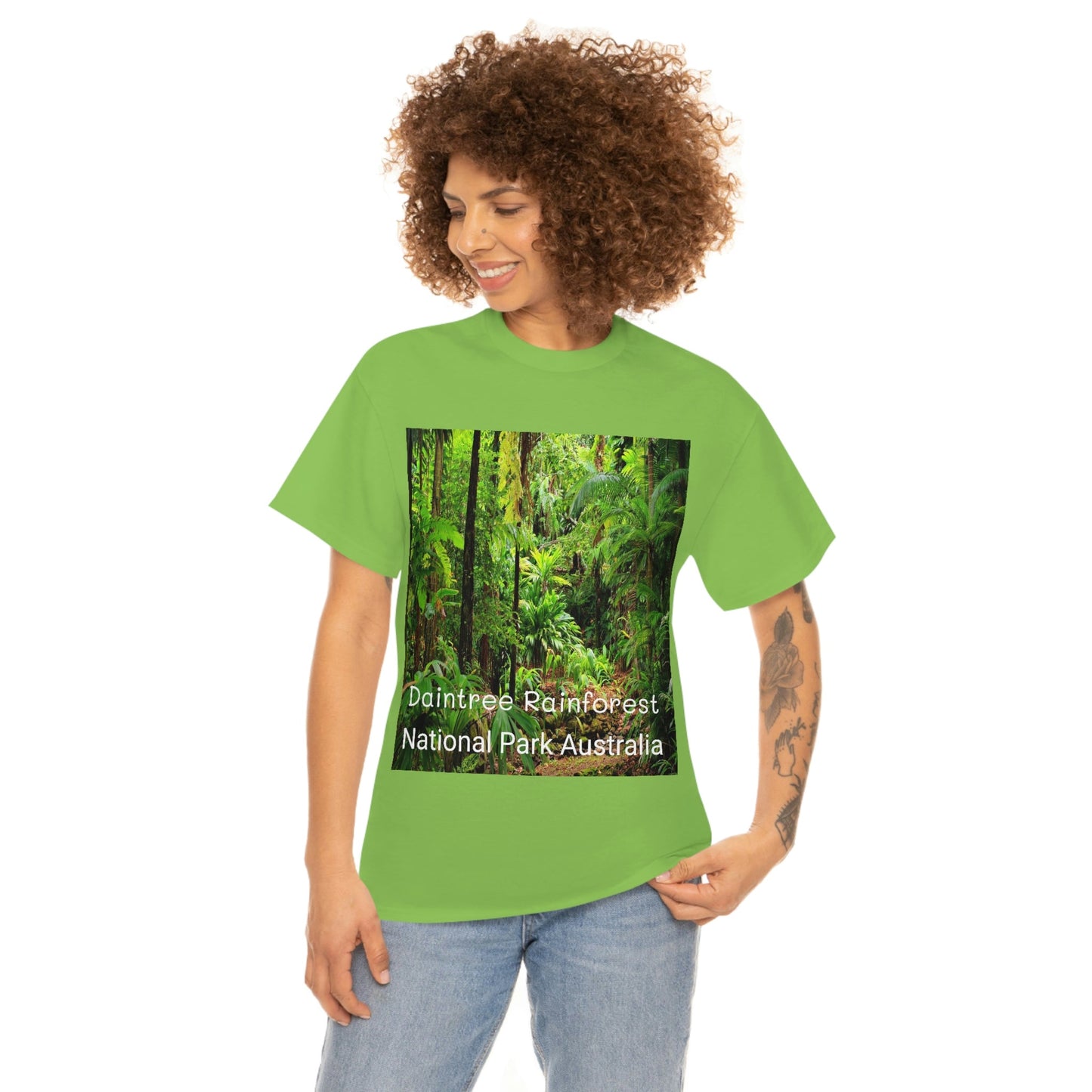 AU-PRINT UNISEX GILDAN 5000 - Heavy Cotton Tee - DAINTREE RAINFOREST National-Park - Australia - Printed in AU by The Print Bar - Green Forest Home